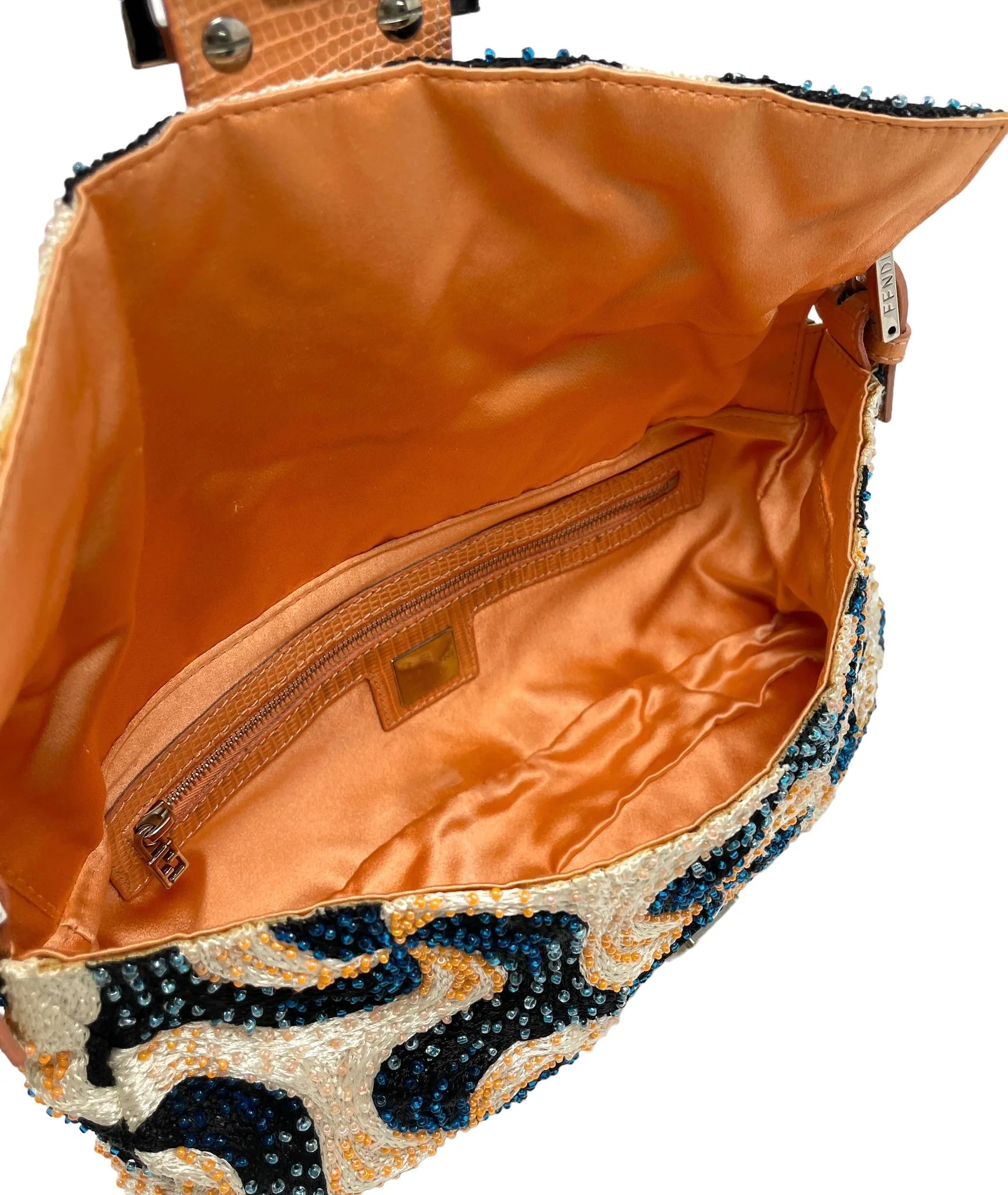 Fendi Orange Wave Beaded Baguette - Image 3