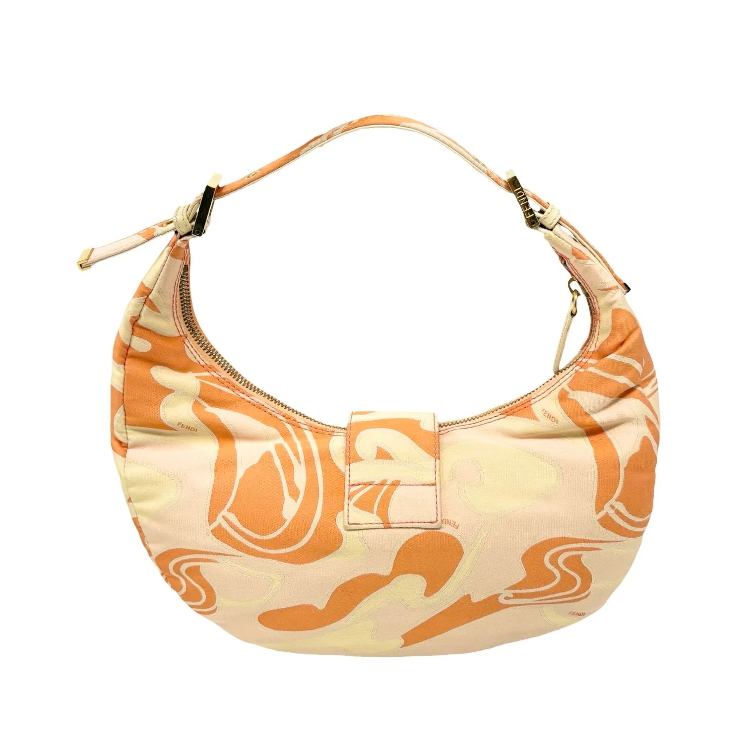 Fendi Orange Wave Print Croissant Bag - Image 2