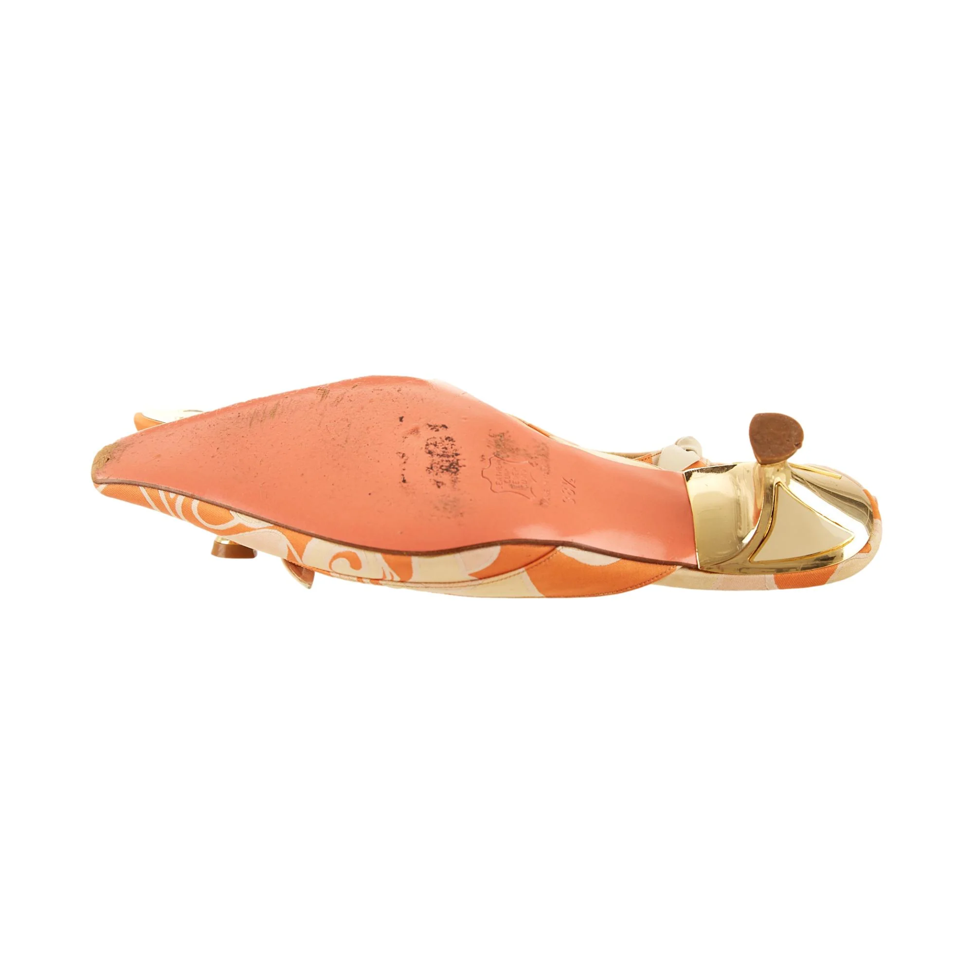 Fendi Orange Wave Print Kitten Heels - Image 4