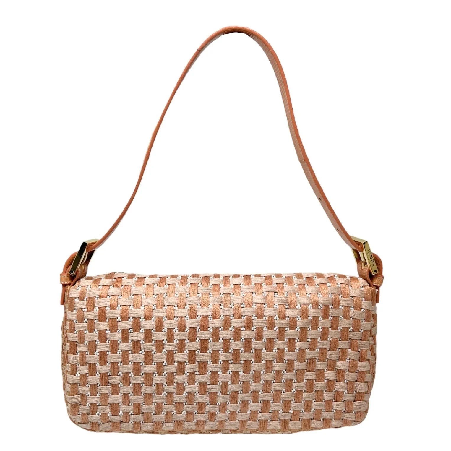 Fendi Peach Braided Beaded Baguette - Image 2