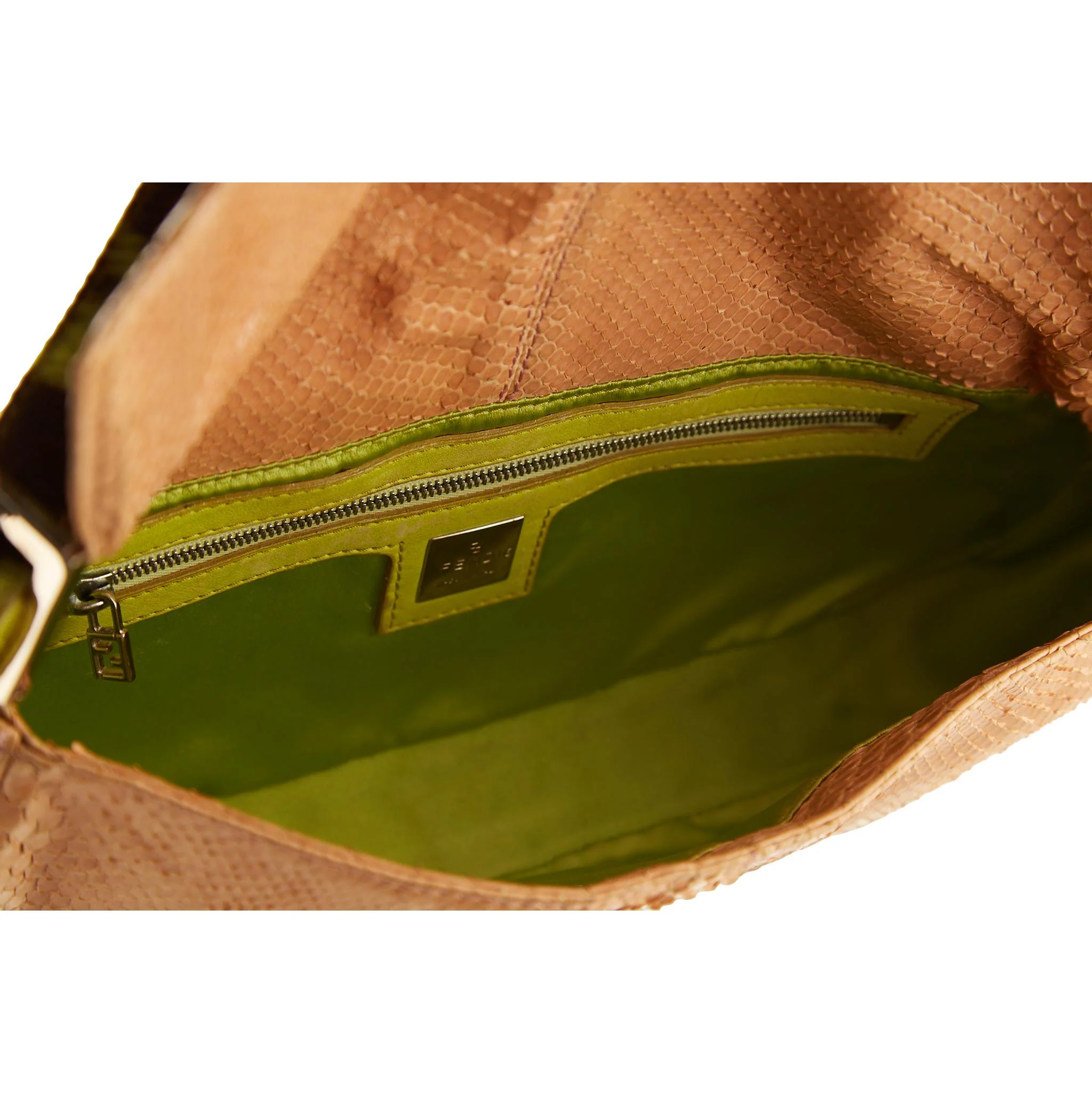 Fendi Peach Snakeskin Baguette - Image 4