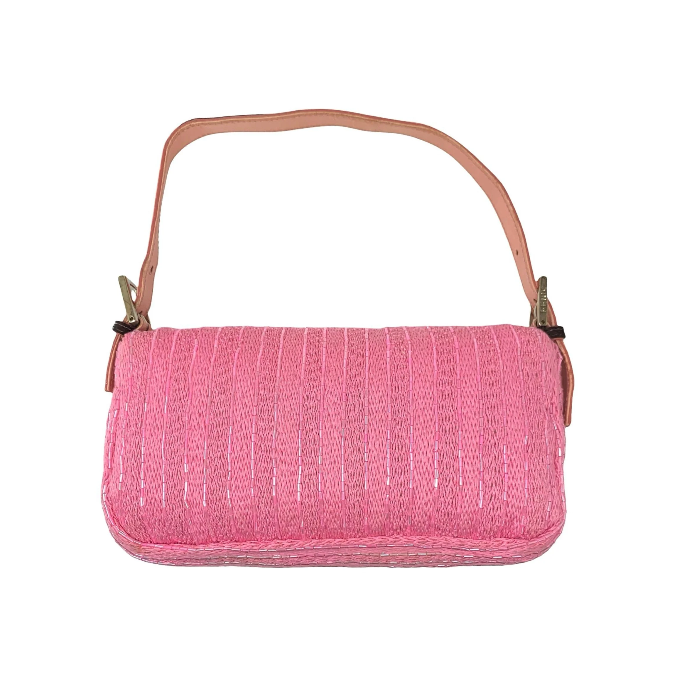 Fendi Pink Beaded Cow Print Baguette - Image 2