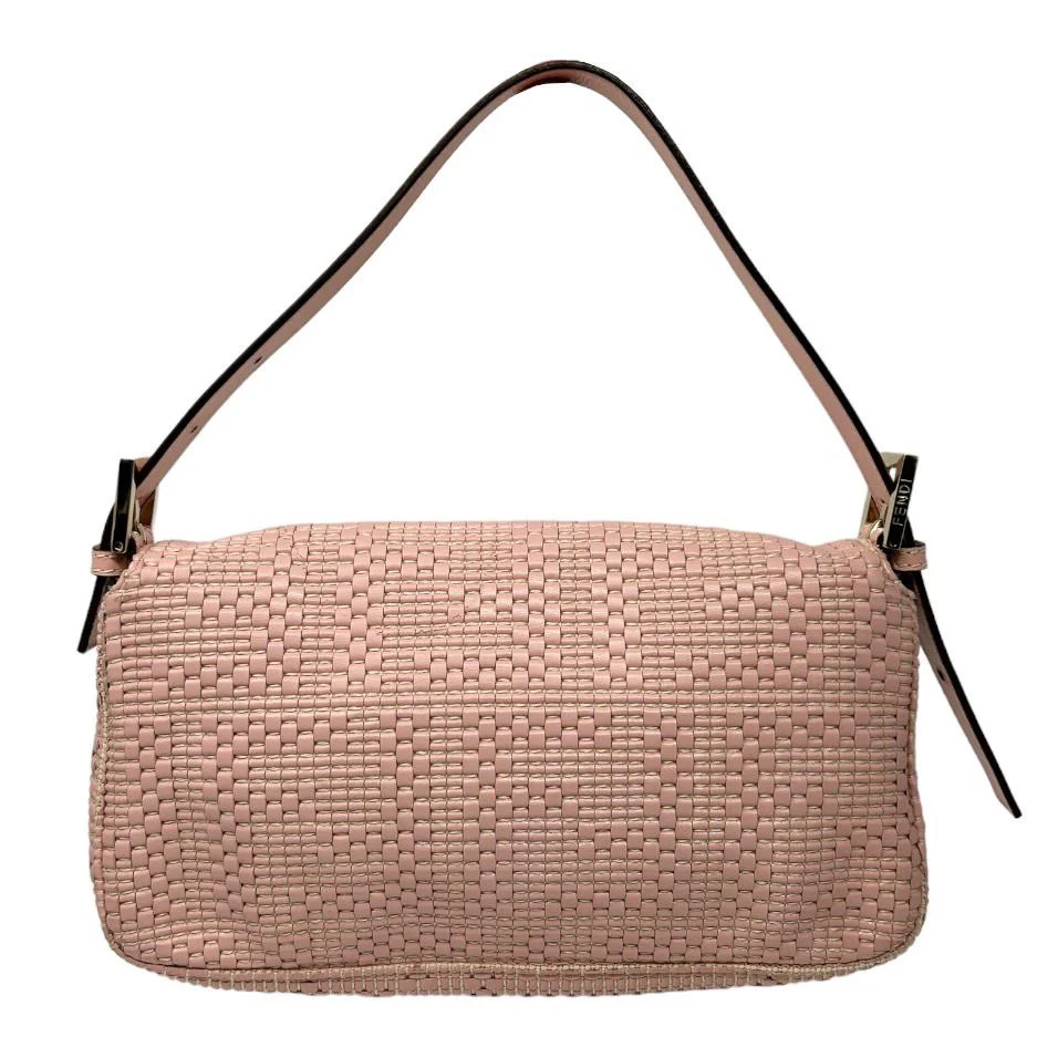 Fendi Pink Braided Logo Leather Baguette - Image 2