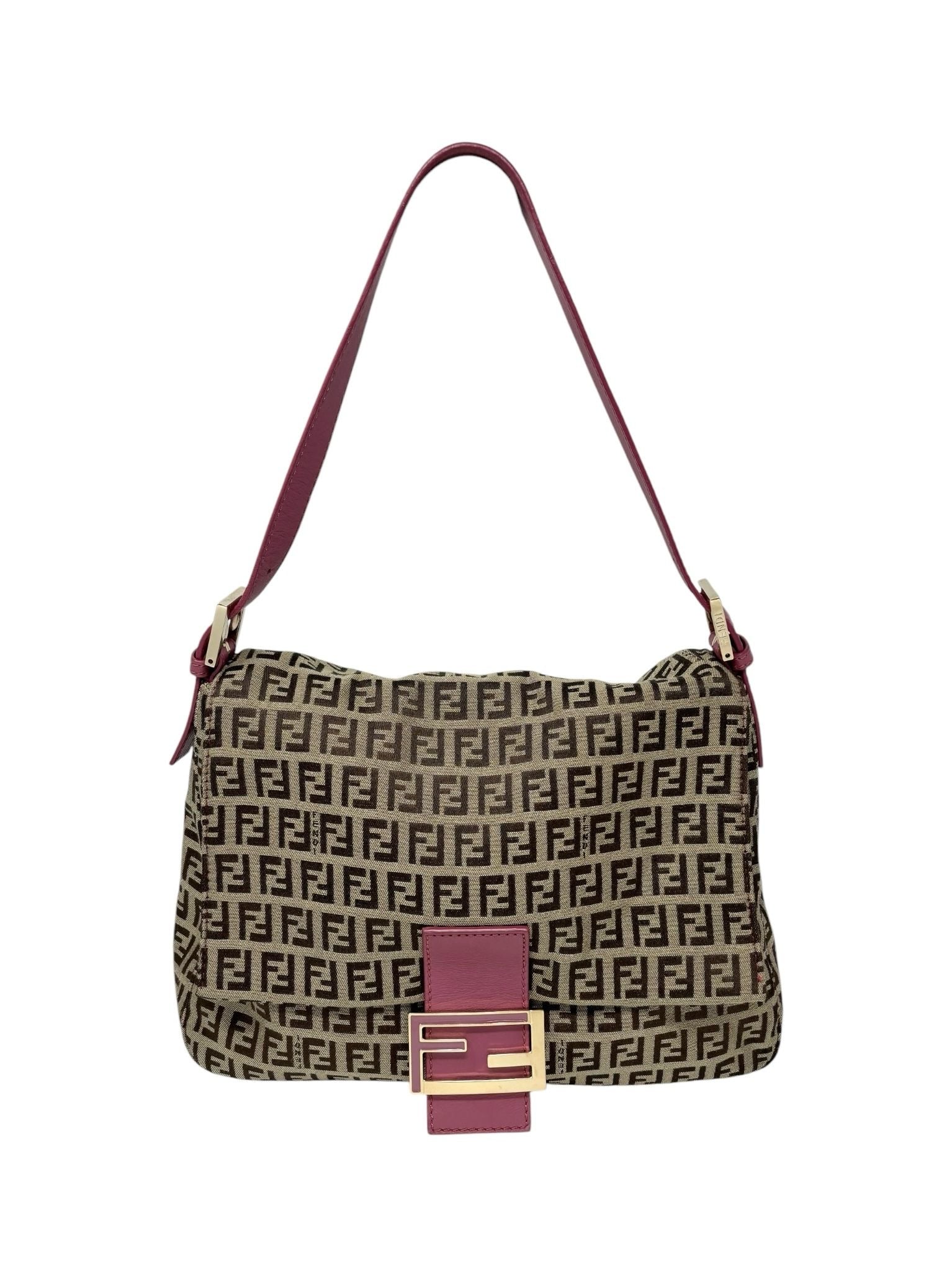Fendi Pink Clasp Logo Mamma Baguette Bag