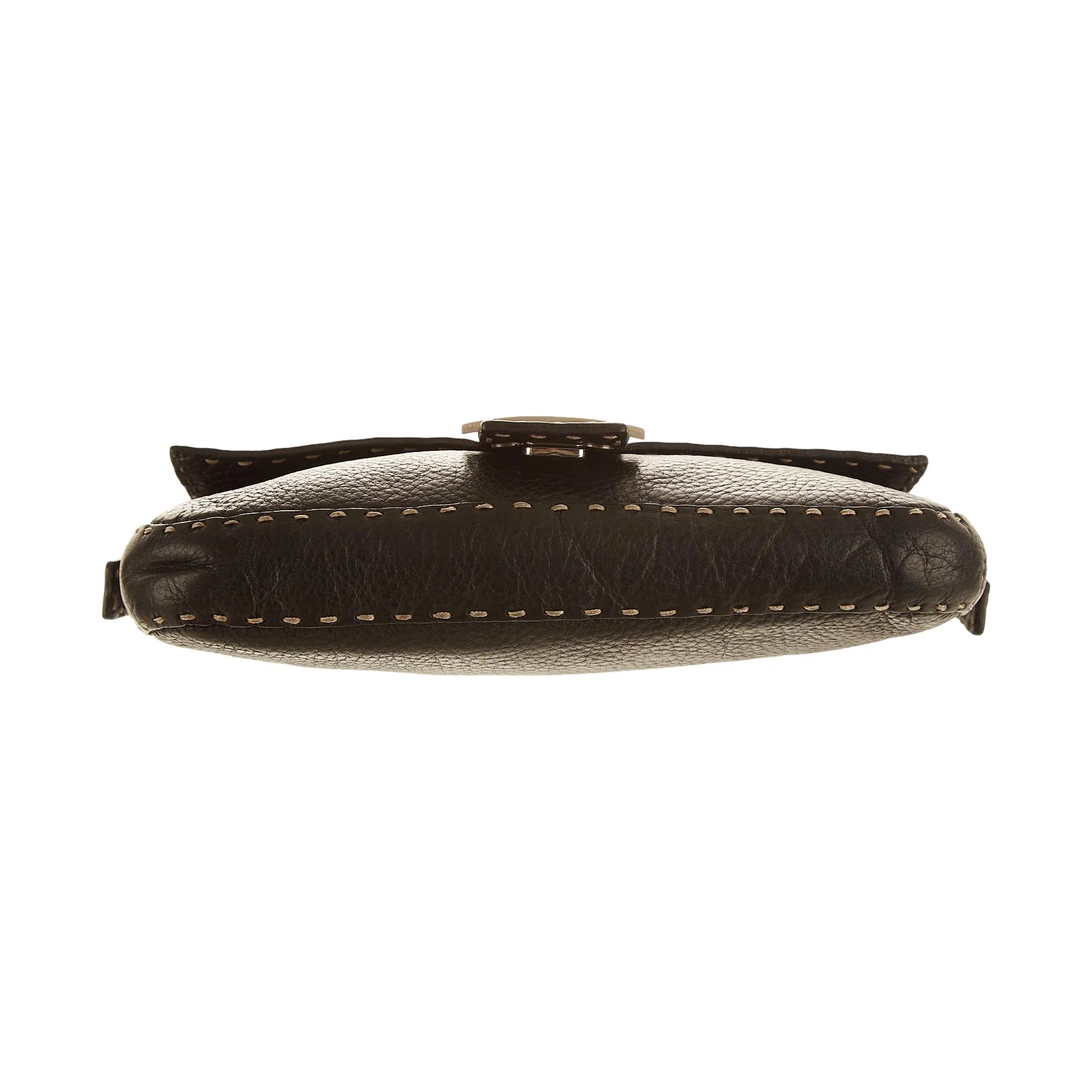 Fendi Black Leather Stitch Baguette - Image 3