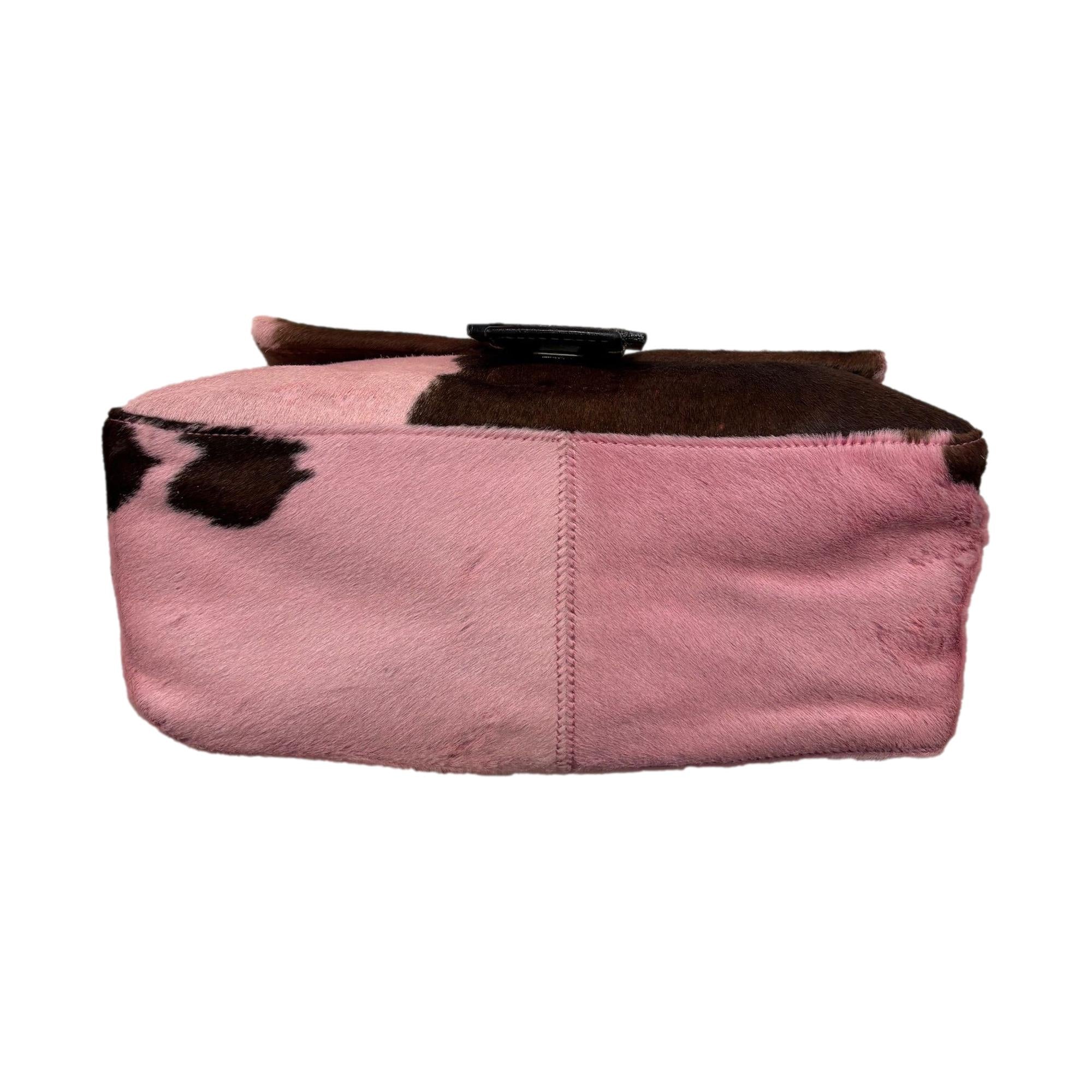 Fendi Pink Cow Print Mama Baguette Bag - Image 4