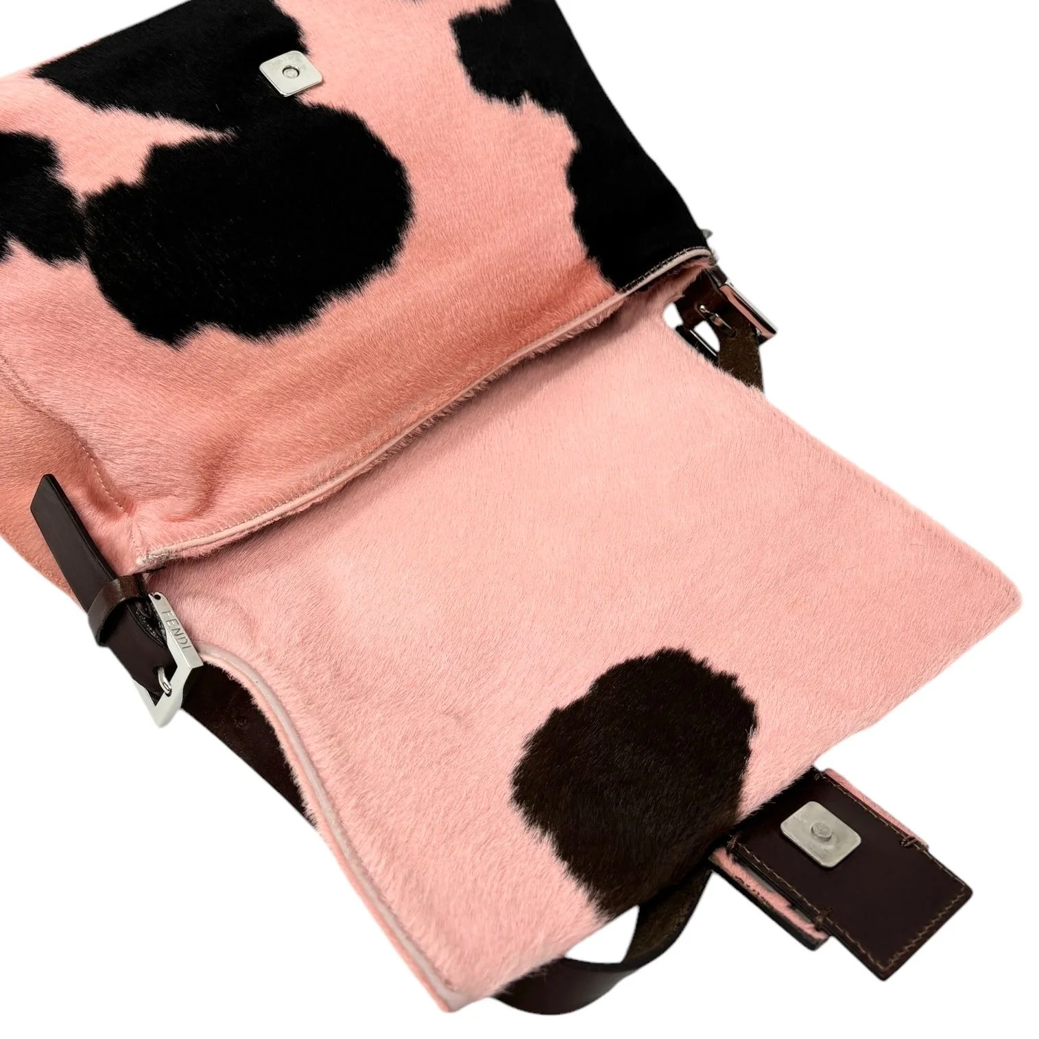 Fendi Pink Cow Print Mama Baguette Bag - Image 3