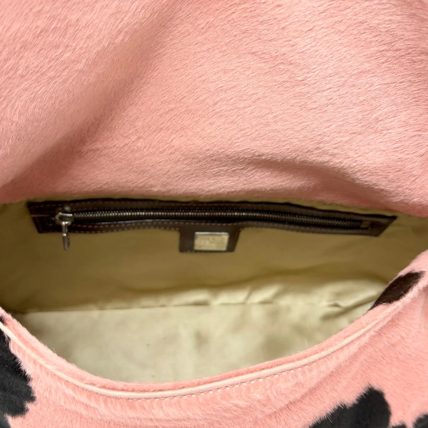 Fendi Pink Cow Print Mama Baguette Bag - Image 4