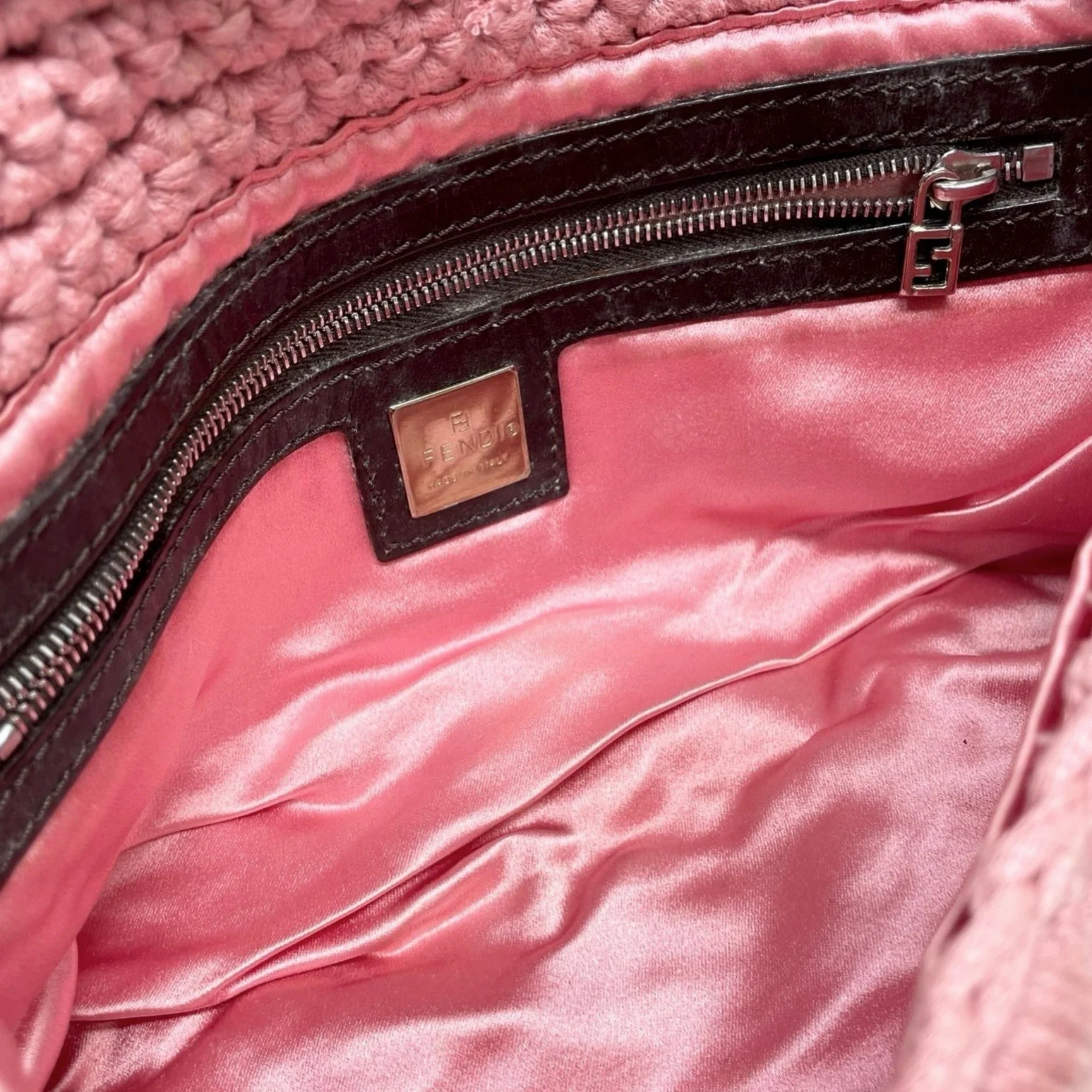 Fendi Pink Crochet Baguette - Image 3