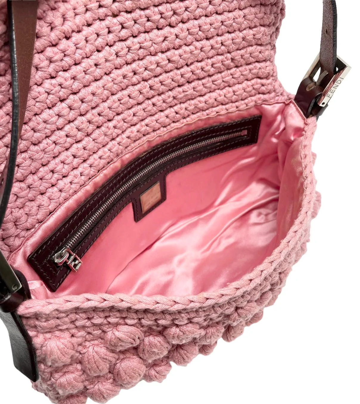 Fendi Pink Crocheted Baguette Bag - Image 3