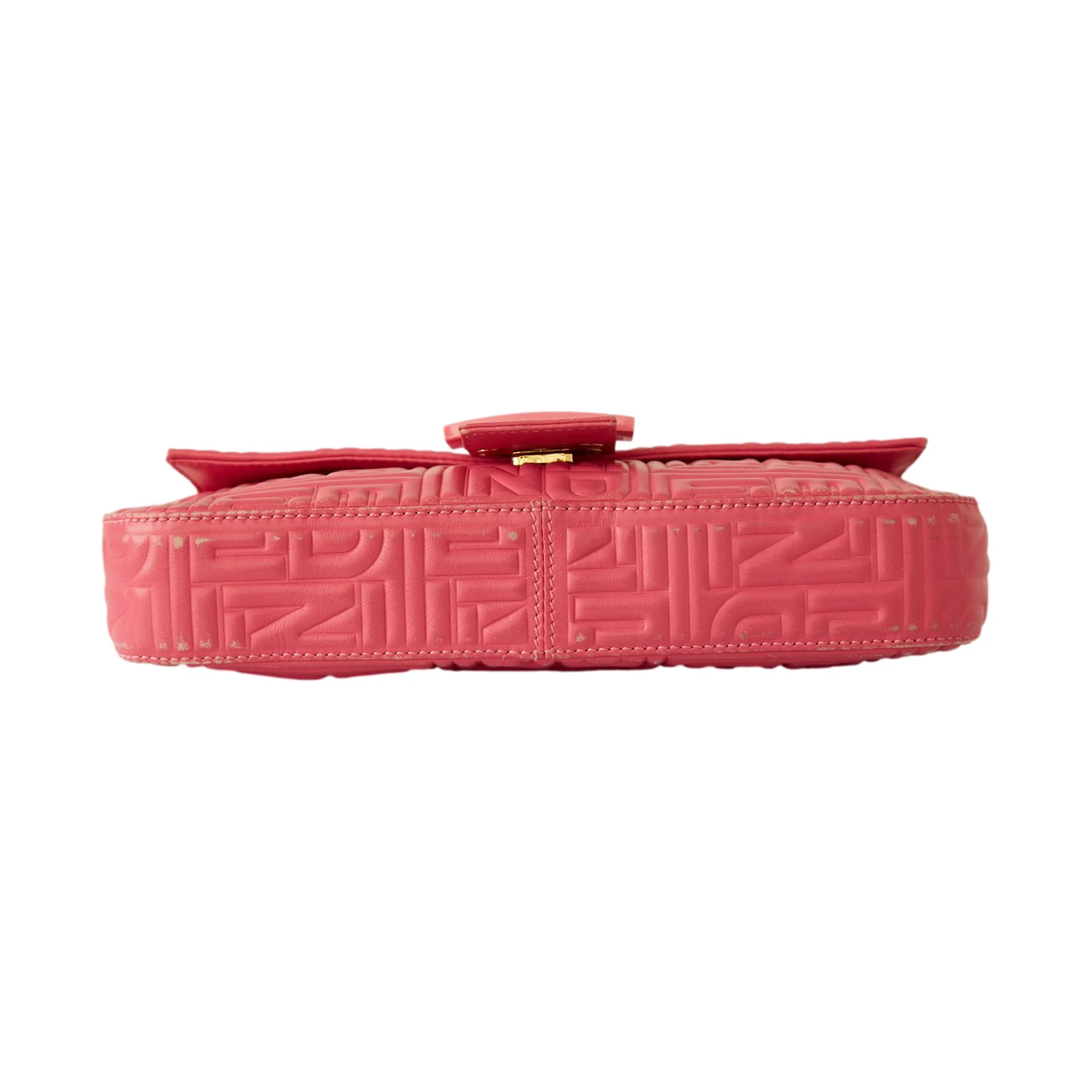 Fendi Pink Embossed Baguette Bag - Image 3