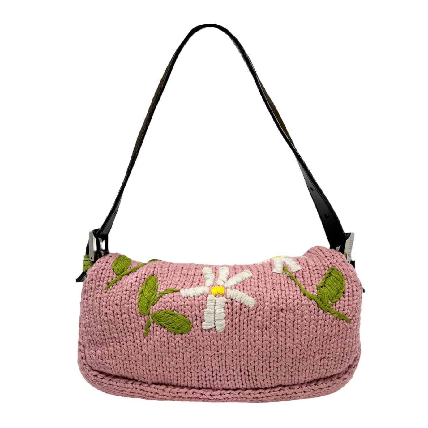 Fendi Pink Floral Knit Baguette - Image 2