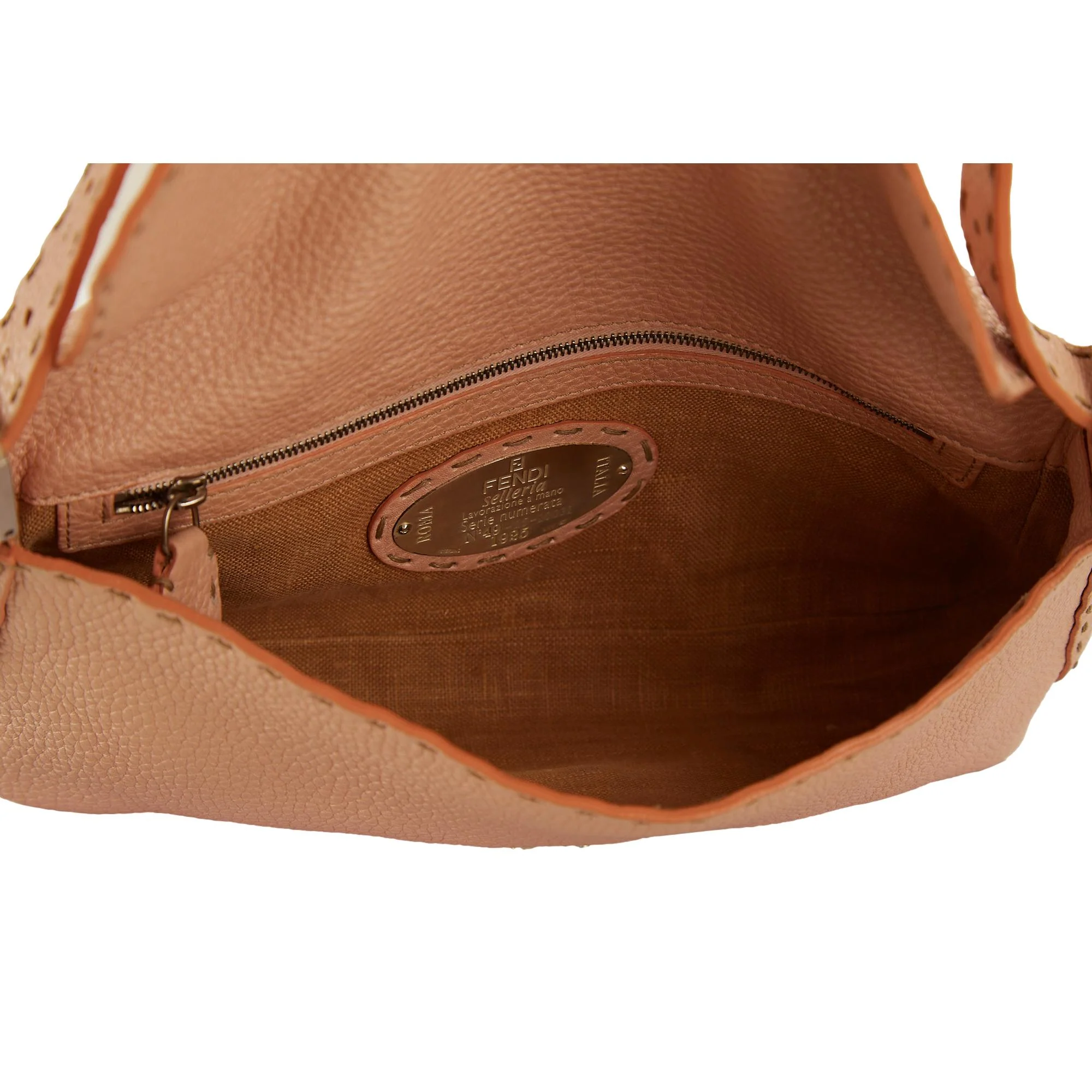 Fendi Pink Leather Stitched Baguette - Image 4