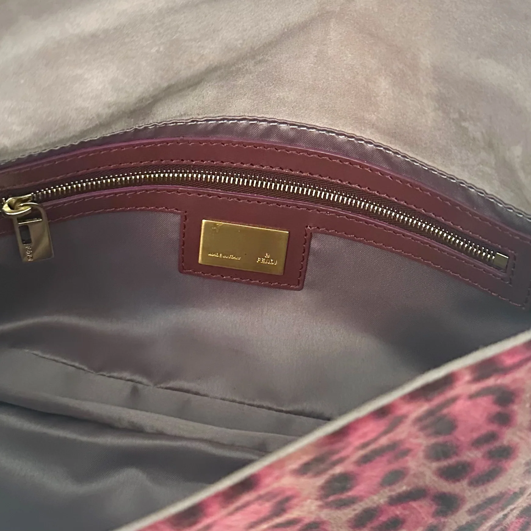 Fendi Pink Leopard Print Baguette - Image 3