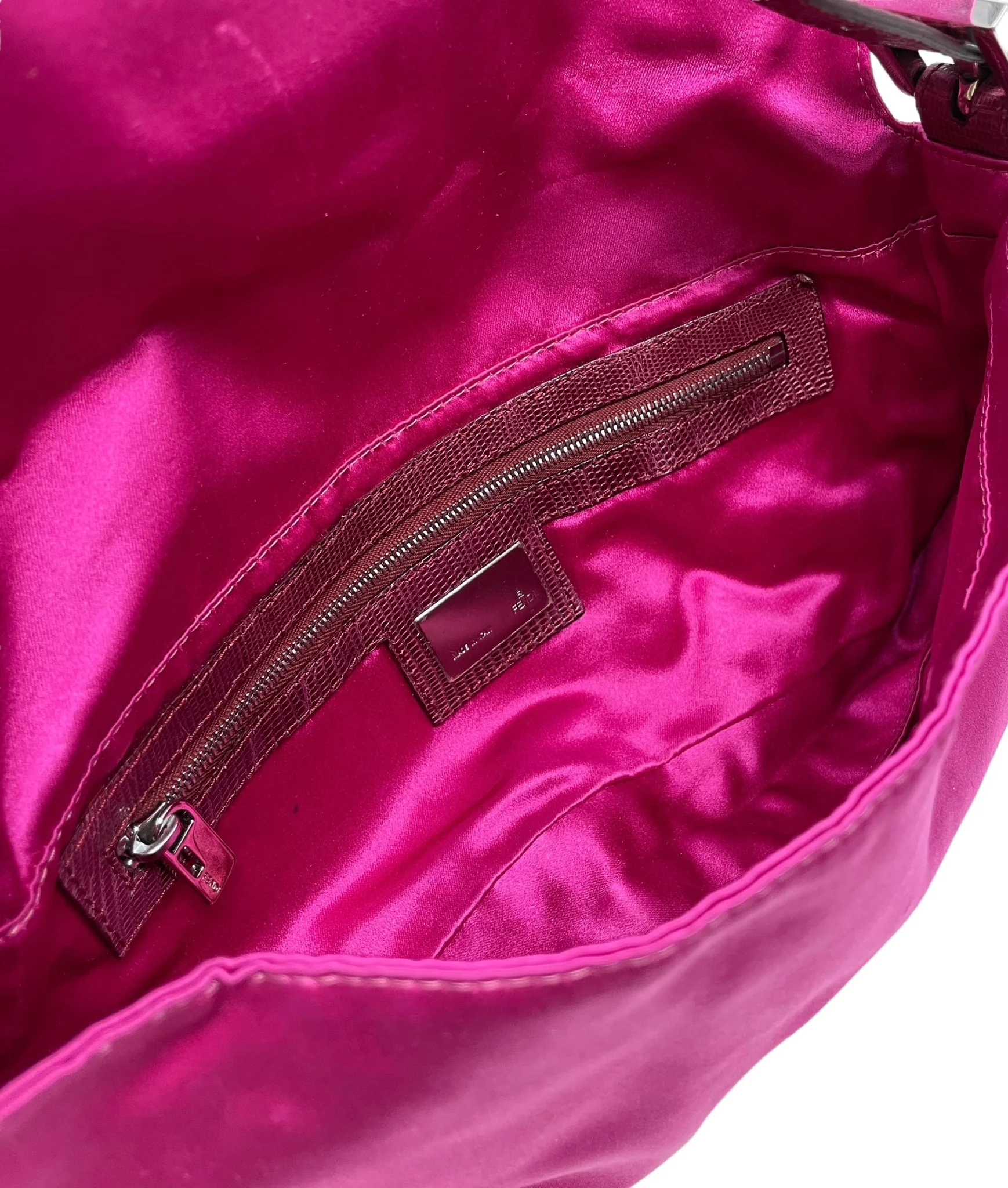 Fendi Pink Satin Rhinestone Baguette - Image 3