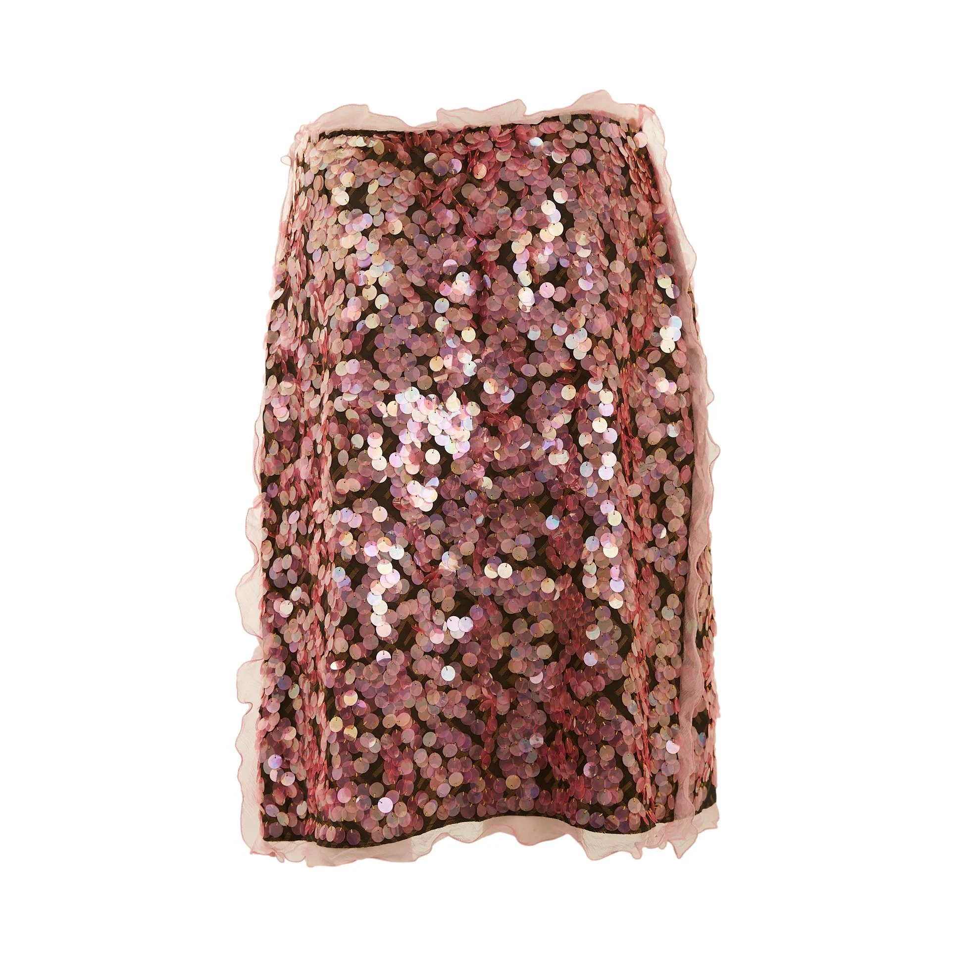 Fendi Pink Sequin Ruffle Skirt - Image 2