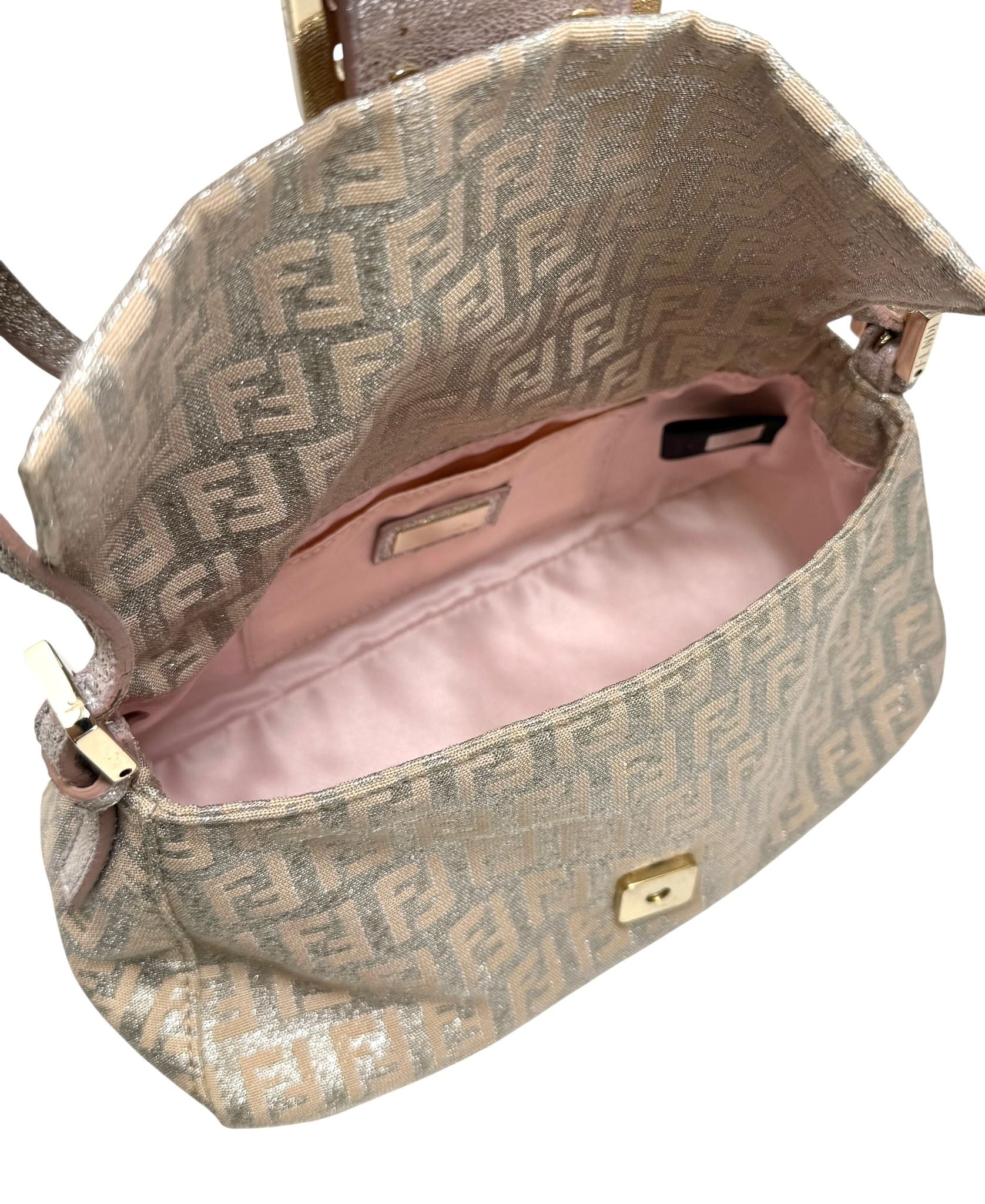 Fendi Pink Shimmer Mini Baguette - Image 4