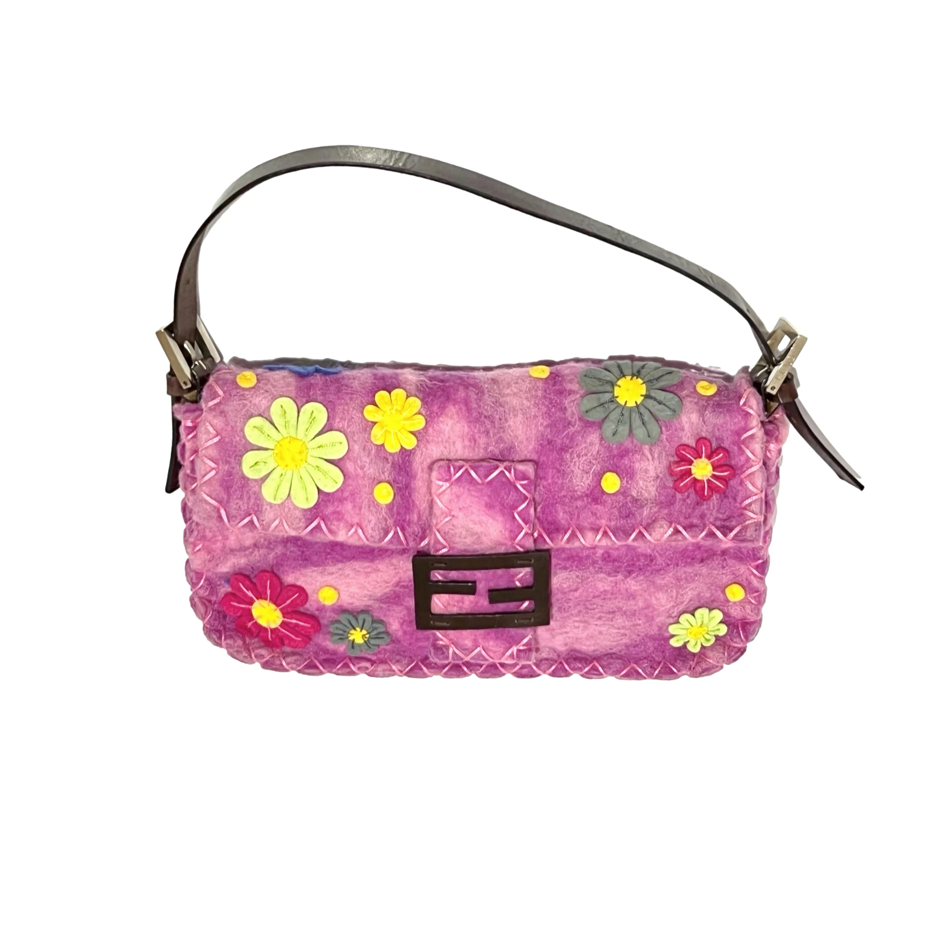 Fendi Pink Floral Baguette