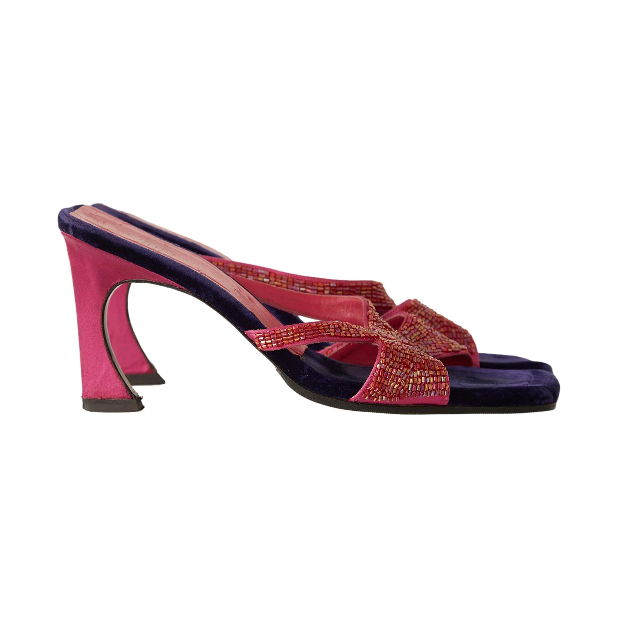 Fendi Purple Beaded Heels - Image 3