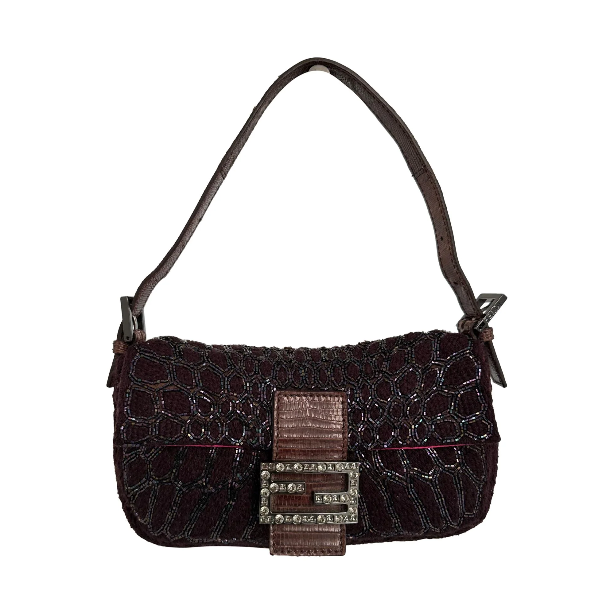 Fendi Purple Beaded Rhinestone Baguette