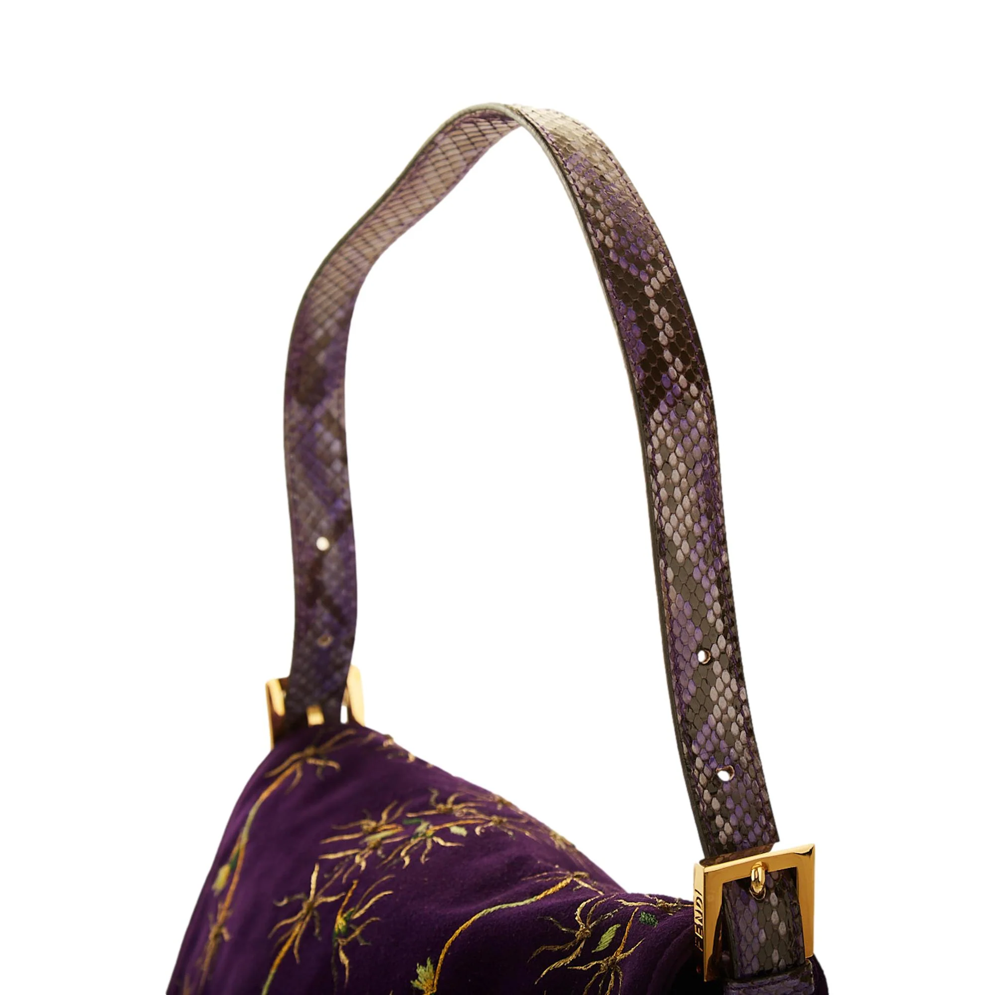 Fendi Purple Embroidered Mama Baguette Bag - Image 4