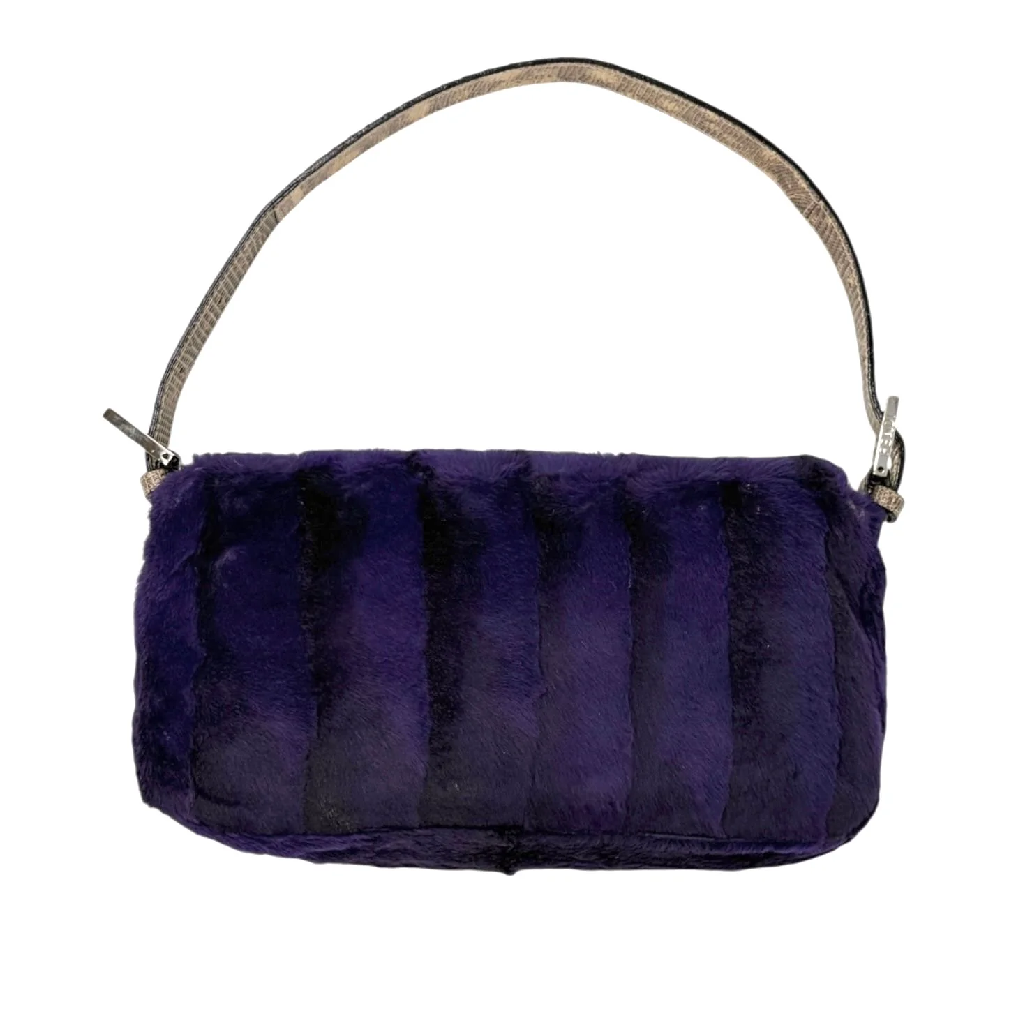 Fendi Purple Fur Lizard Baguette - Image 2