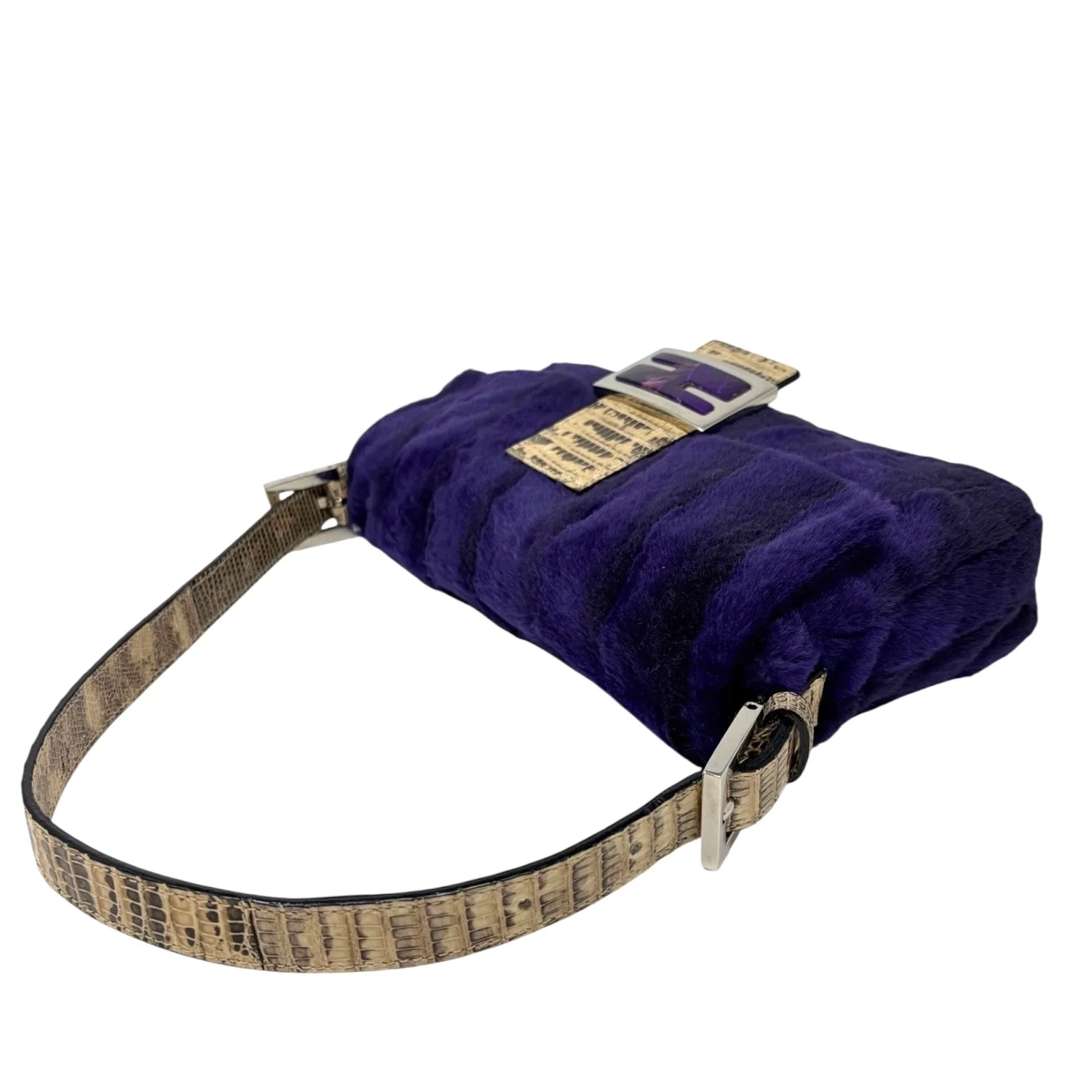 Fendi Purple Fur Lizard Baguette - Image 4
