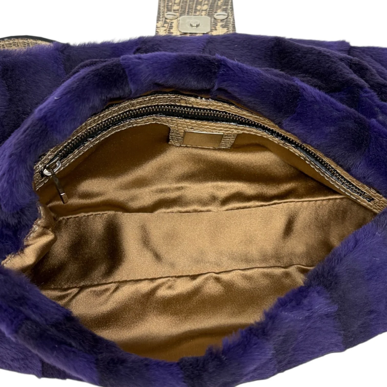 Fendi Purple Fur Lizard Baguette - Image 7