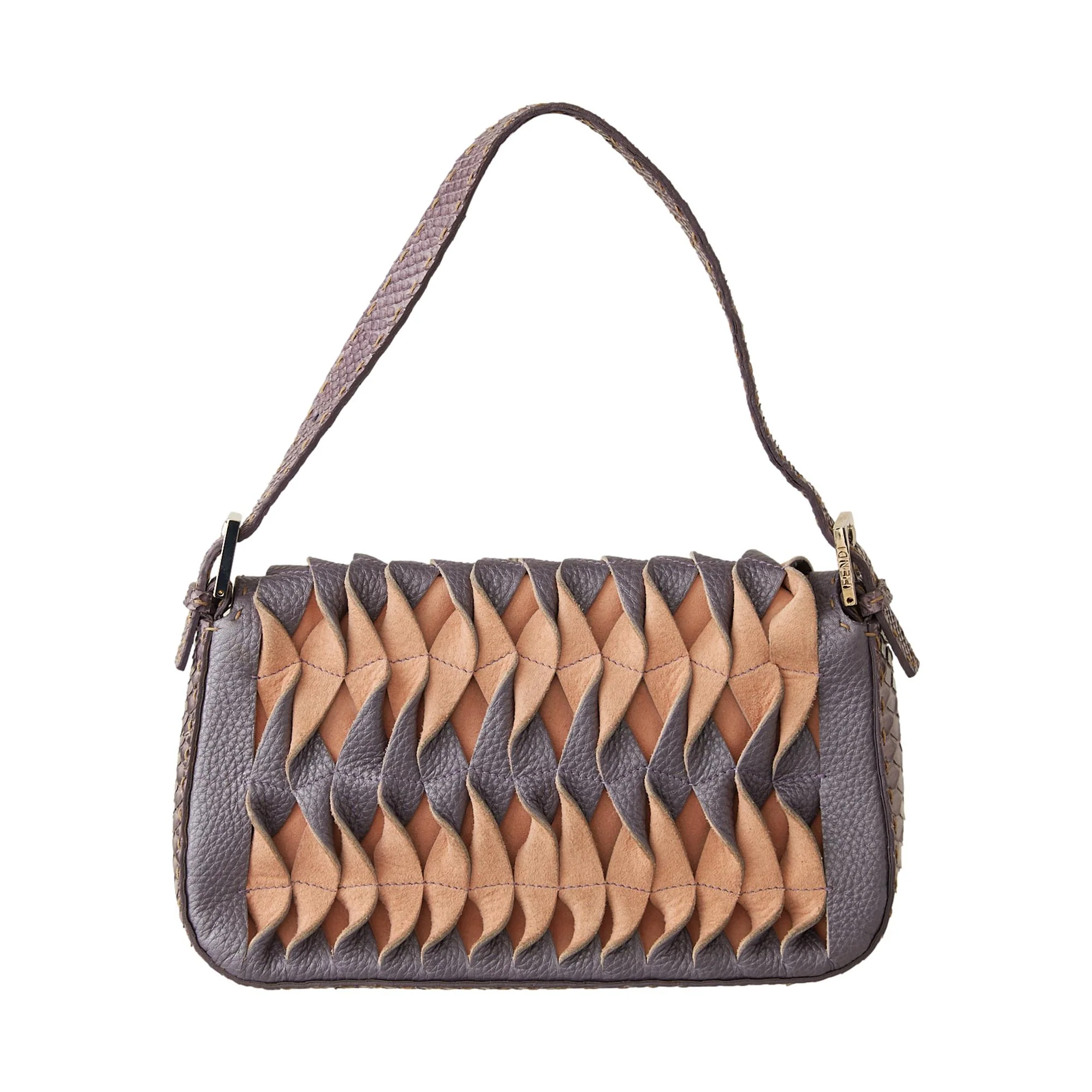 Fendi Purple Snakeskin Cutout Baguette - Image 2