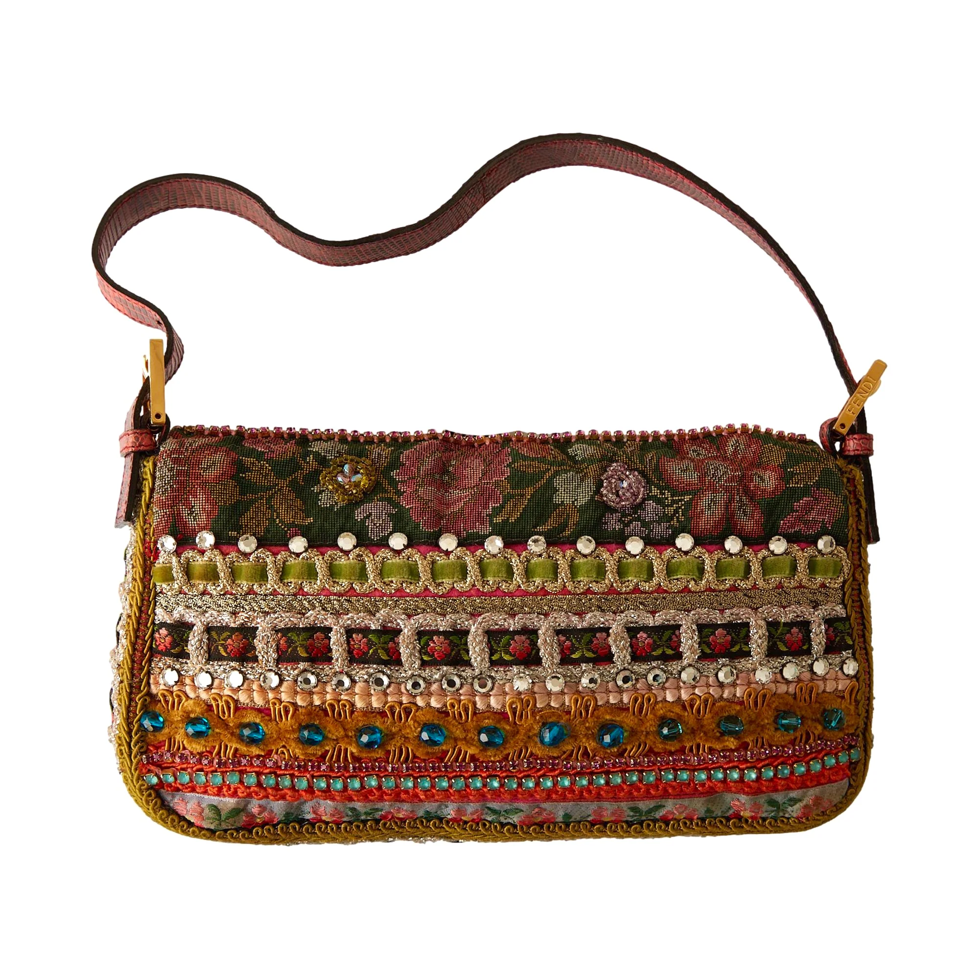 Fendi Rare Embellished Mixed Media Baguette Bag - Image 2