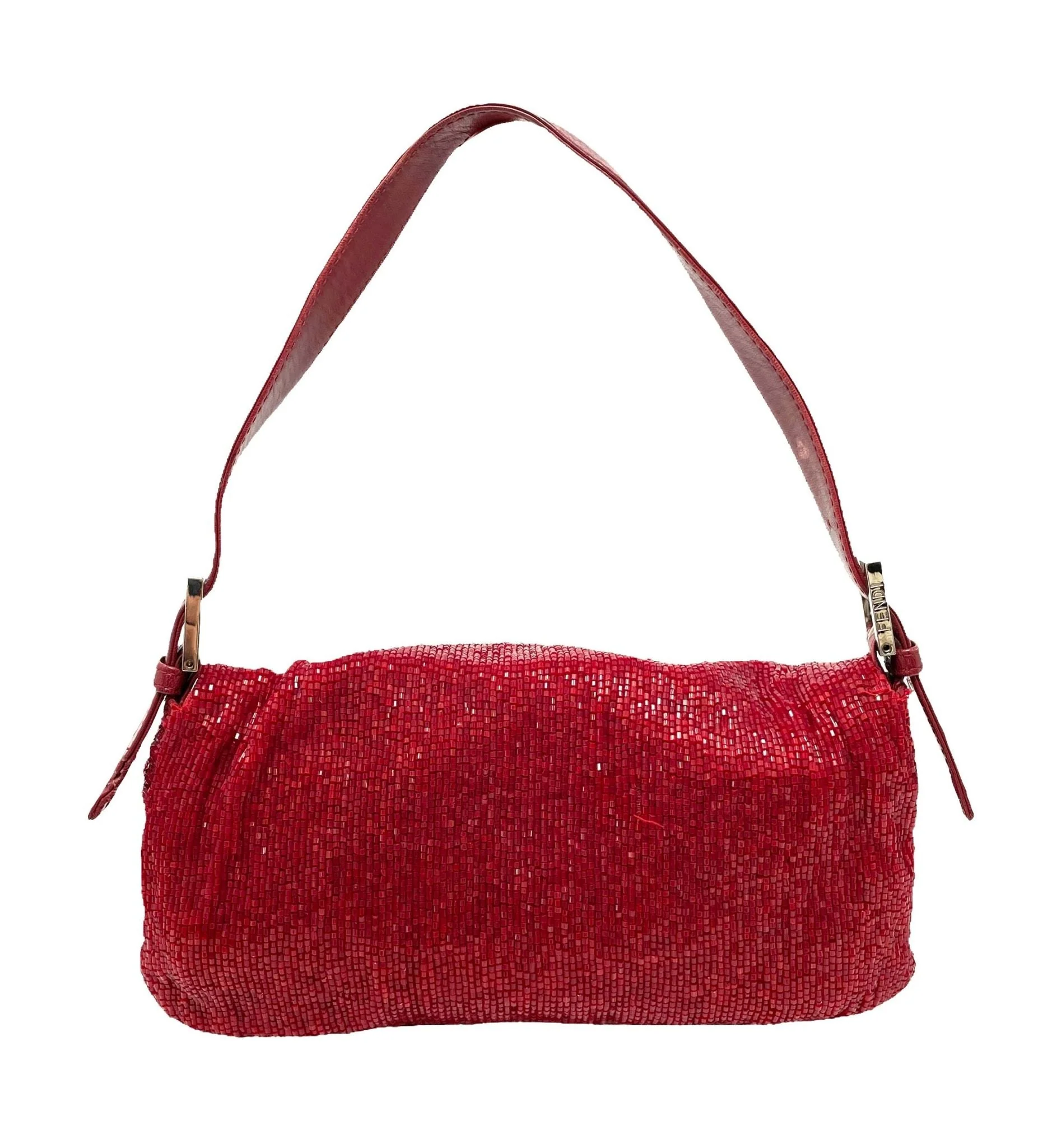 Fendi Red Beaded Baguette Bag - Image 2