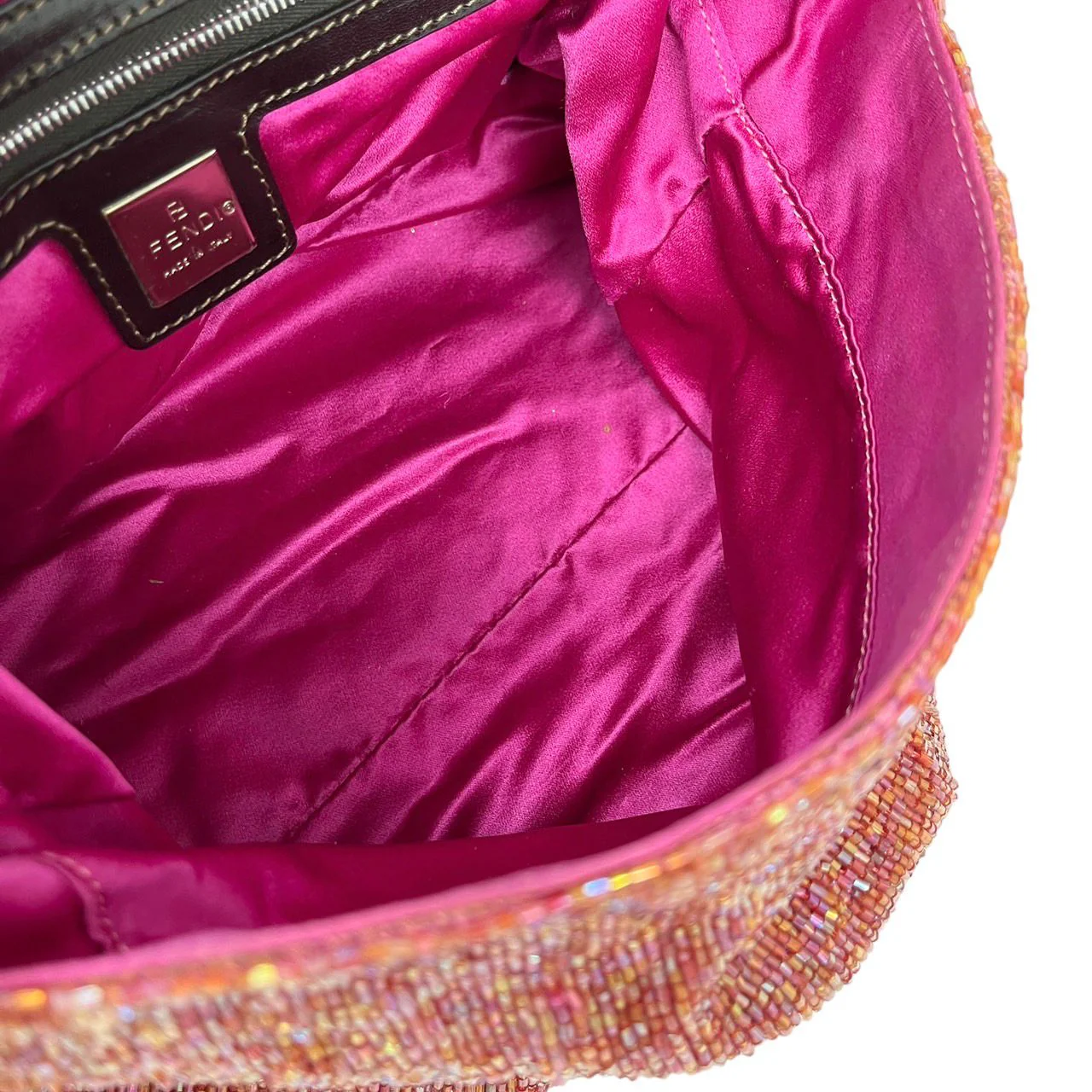 Fendi Red Beaded Mamma Baguette Bag - Image 3