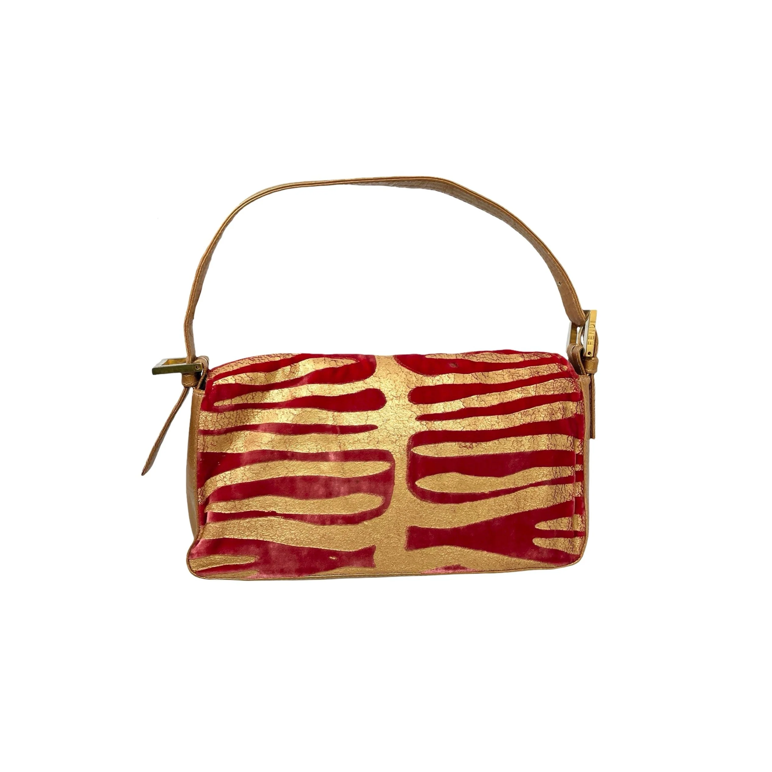Fendi Red Calf Hair Baguette Shoulder Bag - Image 2