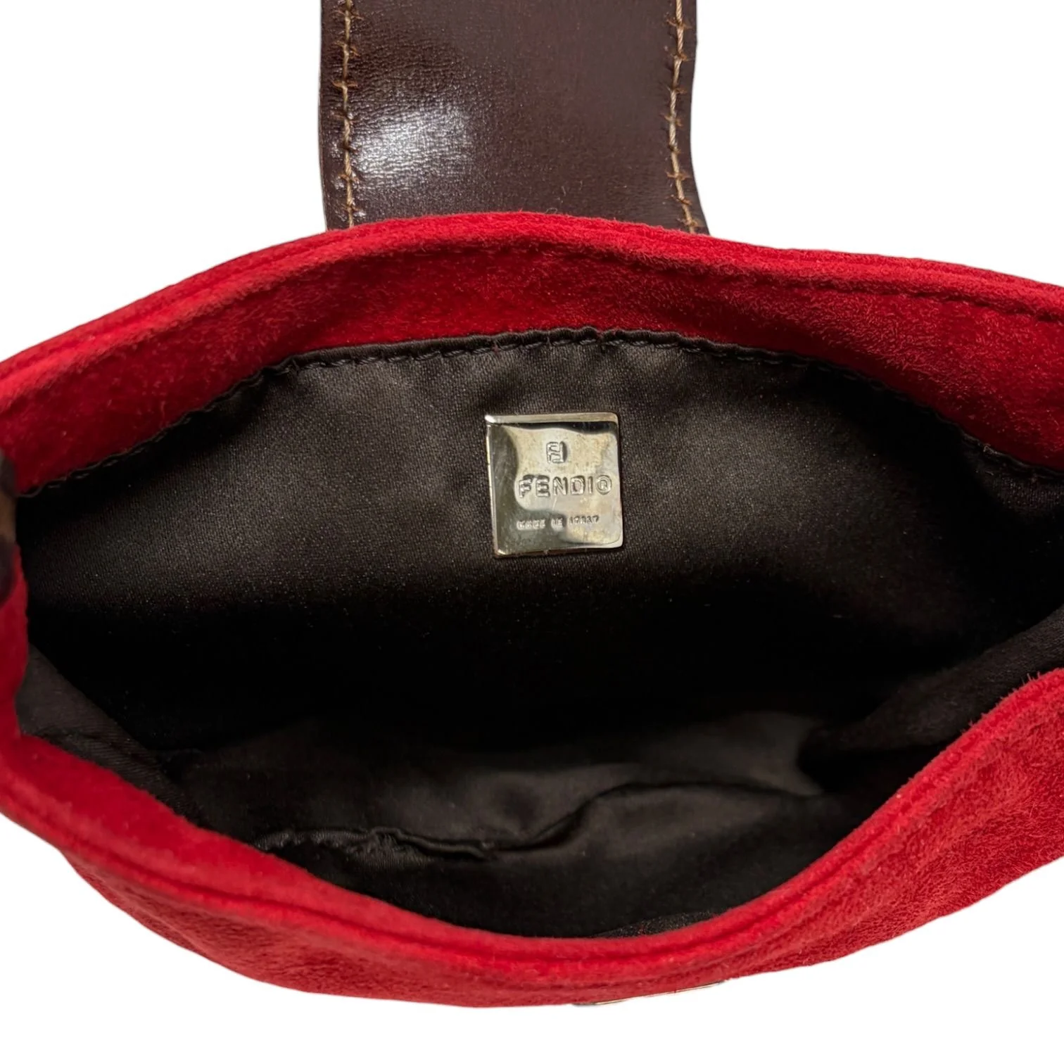 Fendi Red Seude Croissant Bag - Image 3