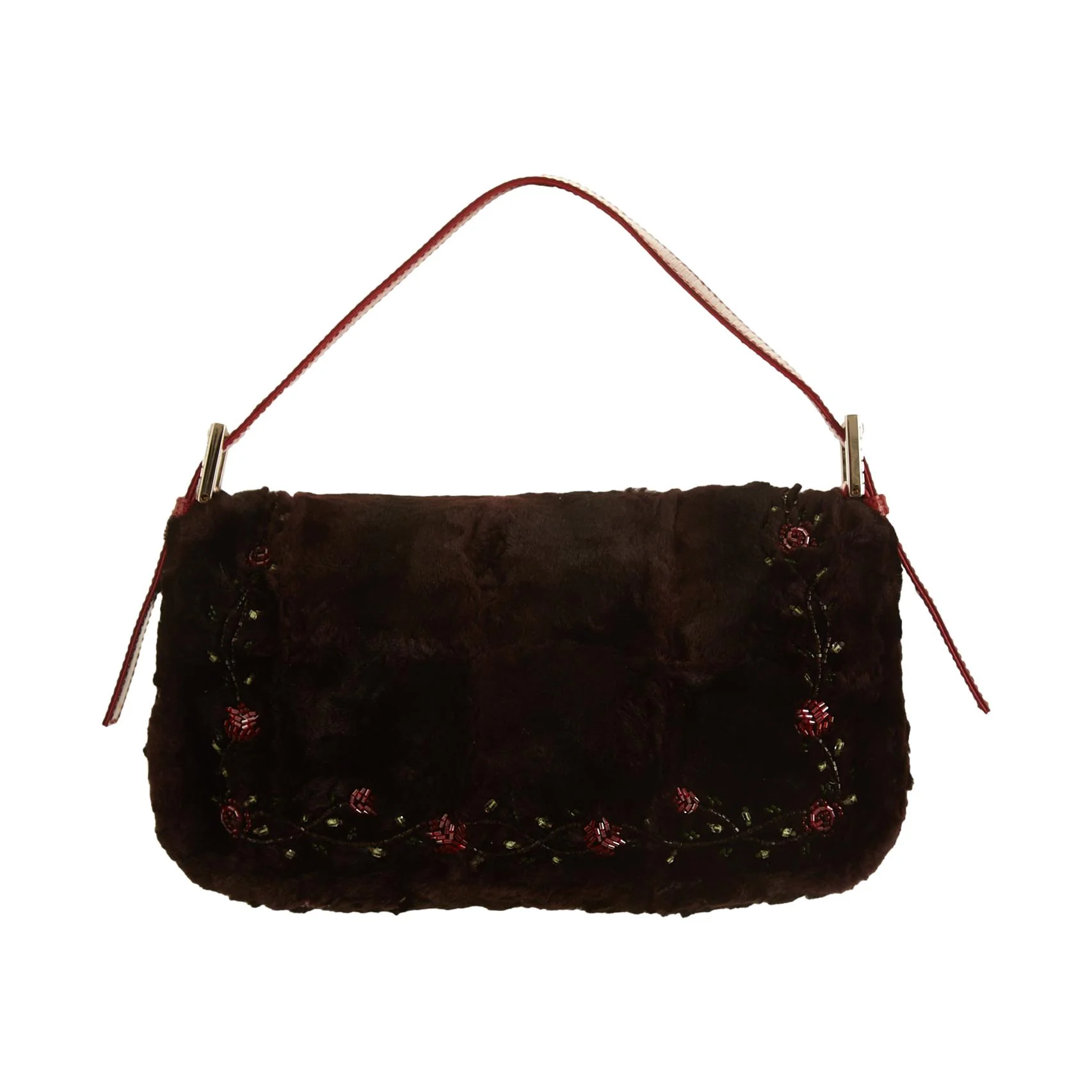 Fendi Rose Beaded Fur Baguette - Image 2