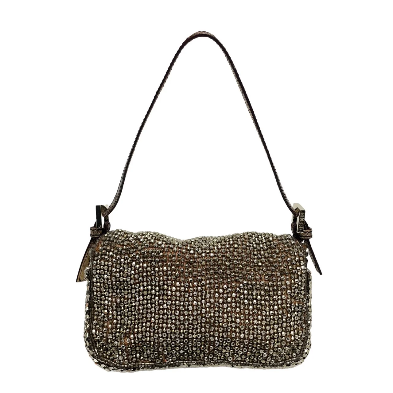 Fendi Silver Logo Beaded Mini Baguette - Image 2