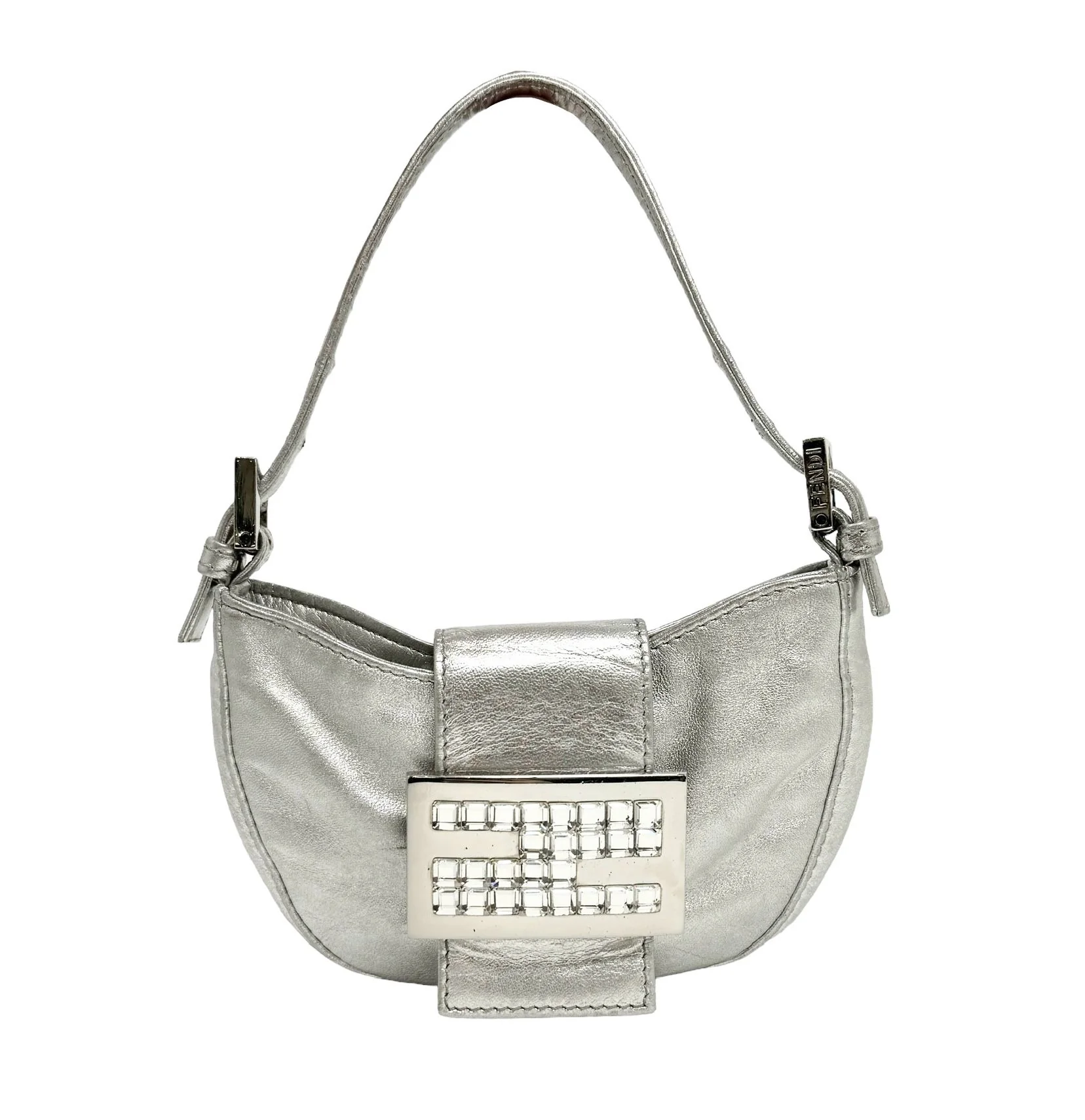 Fendi Silver Rhinestone Croissant