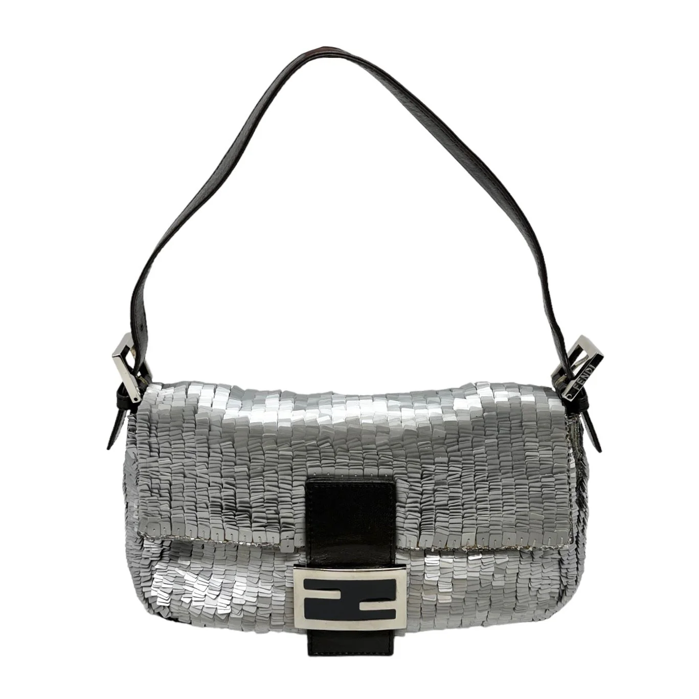 Fendi Silver Sequin Baguette
