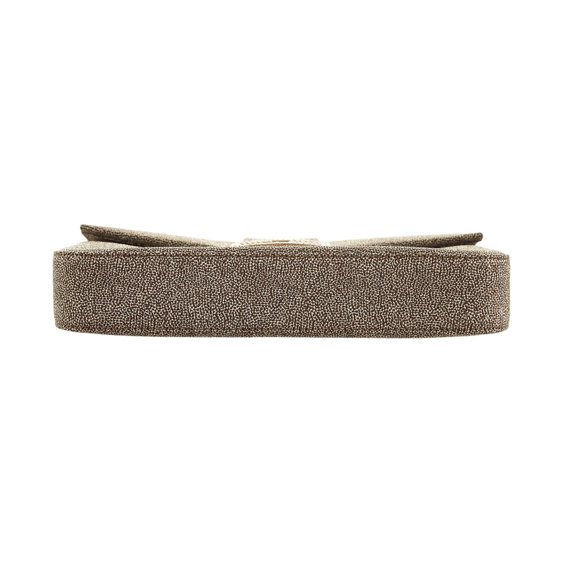 Fendi Silver Textured Rhinestone Baguette - Image 3