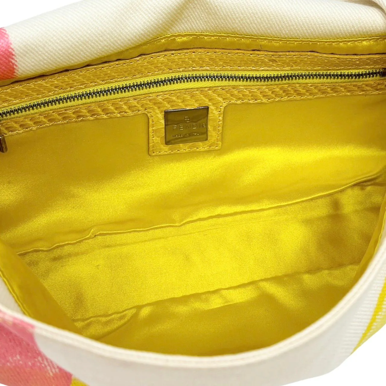 Fendi Striped Canvas Beaded Baguette Bag - Image 3