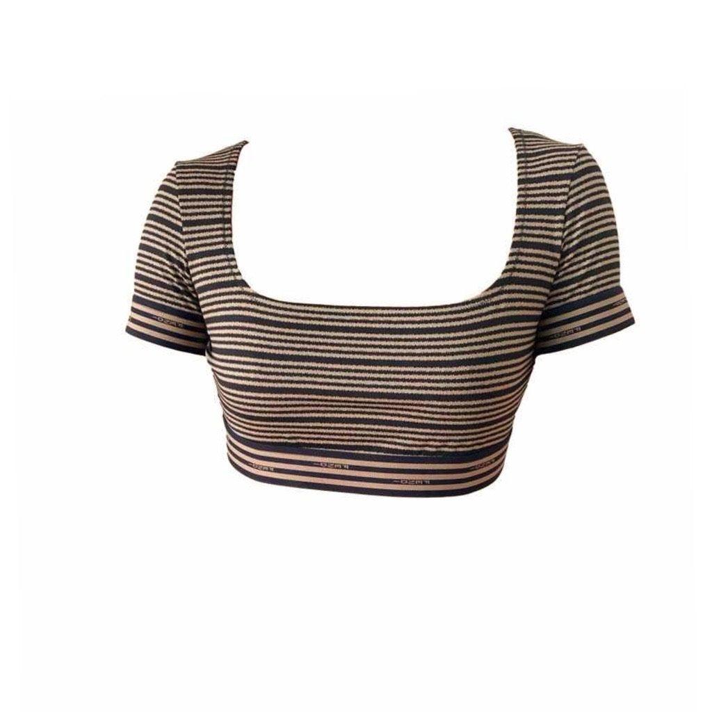 Fendi Striped Logo Crop Top