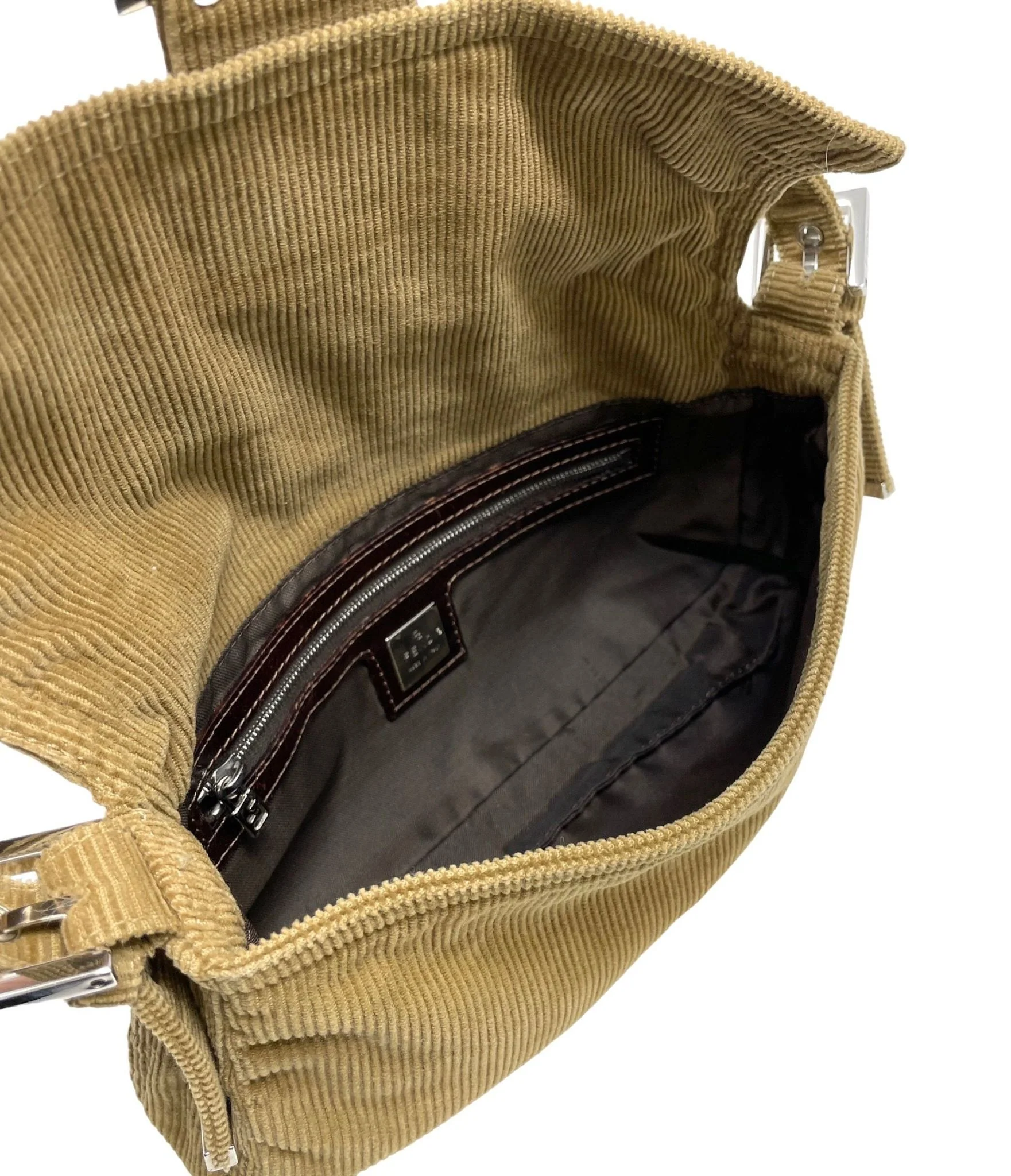 Fendi Tan Corduroy Baguette Bag - Image 3