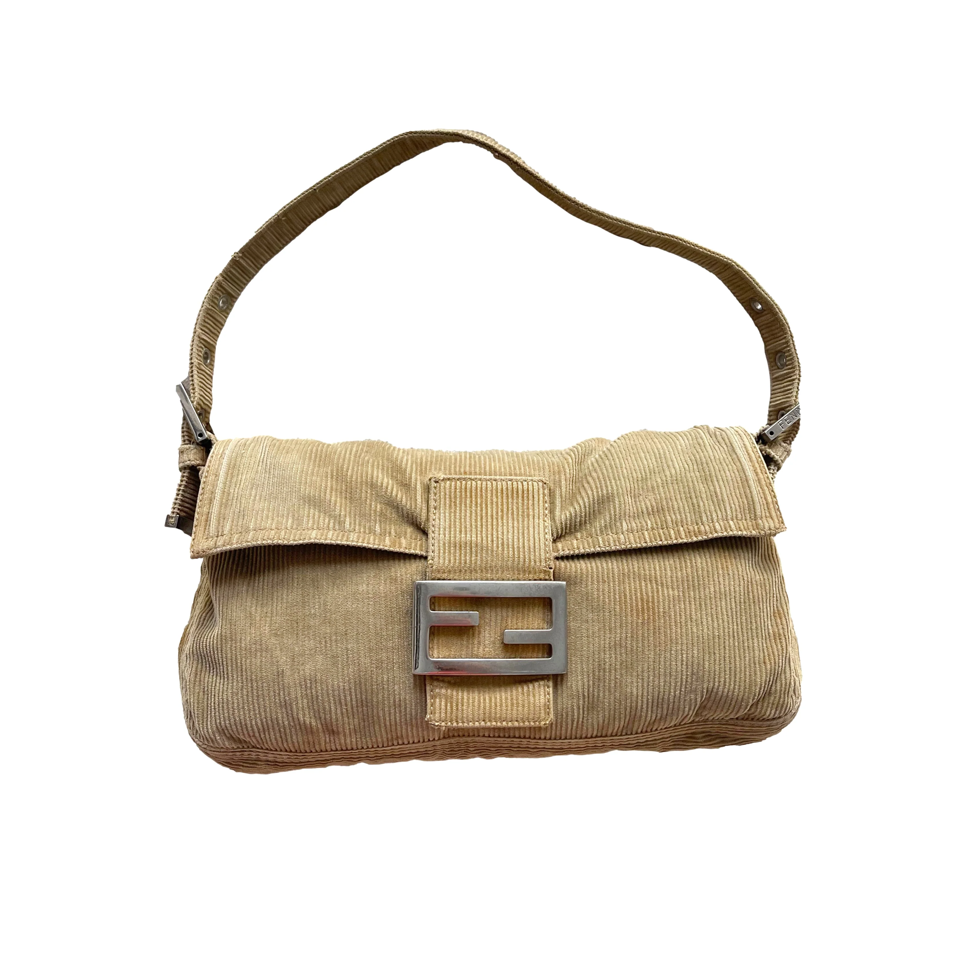 Fendi Tan Corduroy Baguette Bag