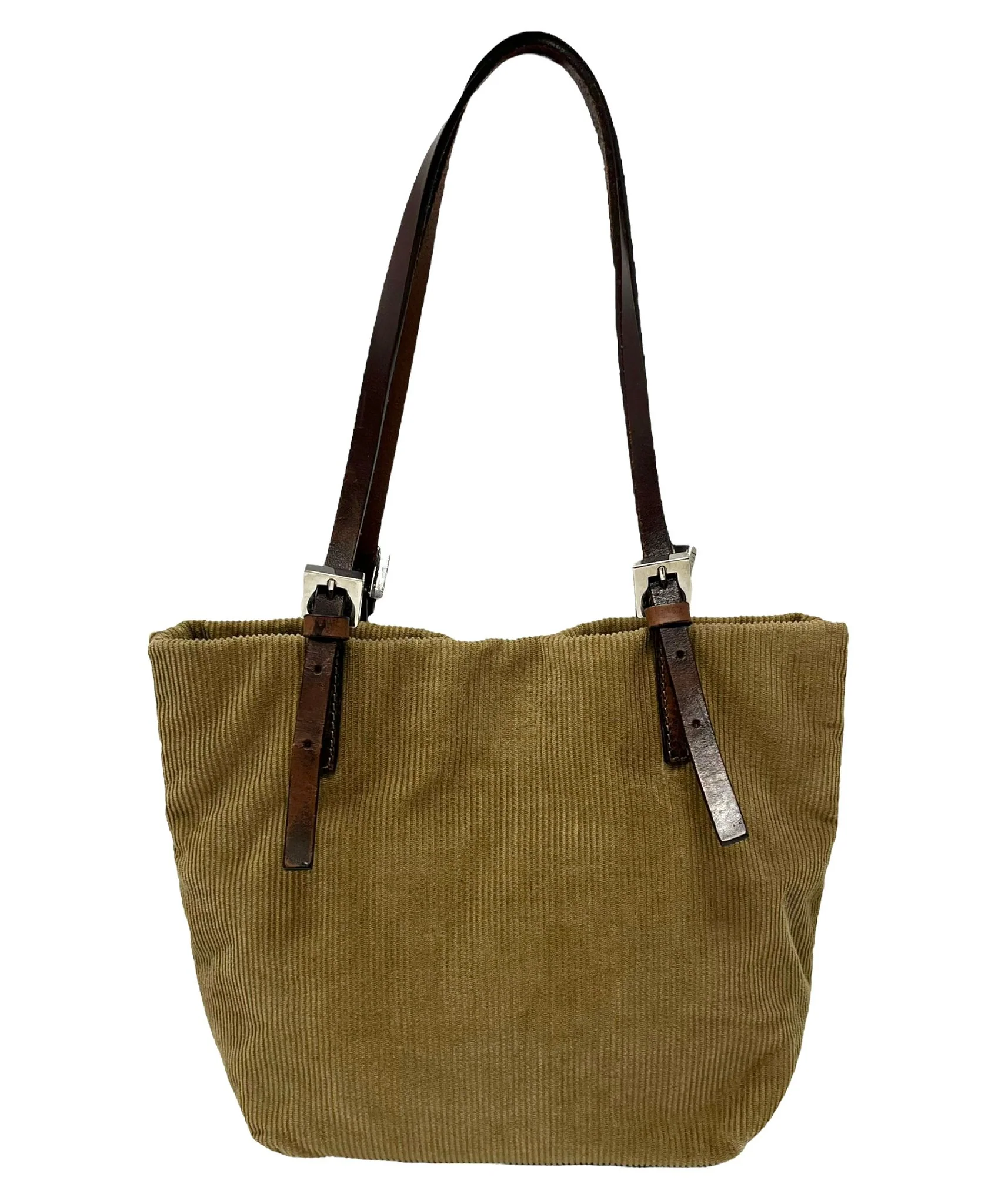 Fendi Tan Corduroy Logo Shoulder Bag - Image 2