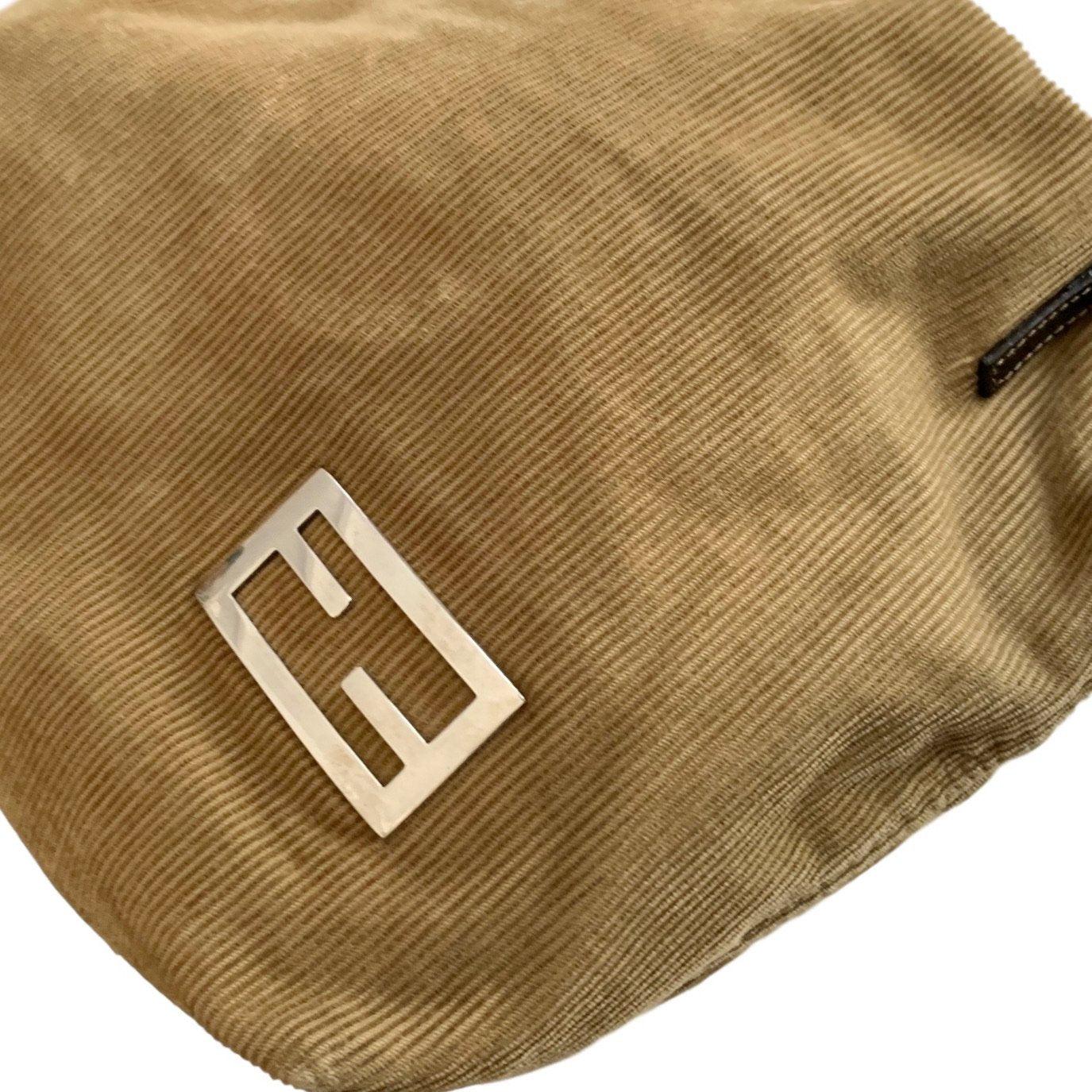 Fendi Tan Corduroy Logo Shoulder Bag - Image 3
