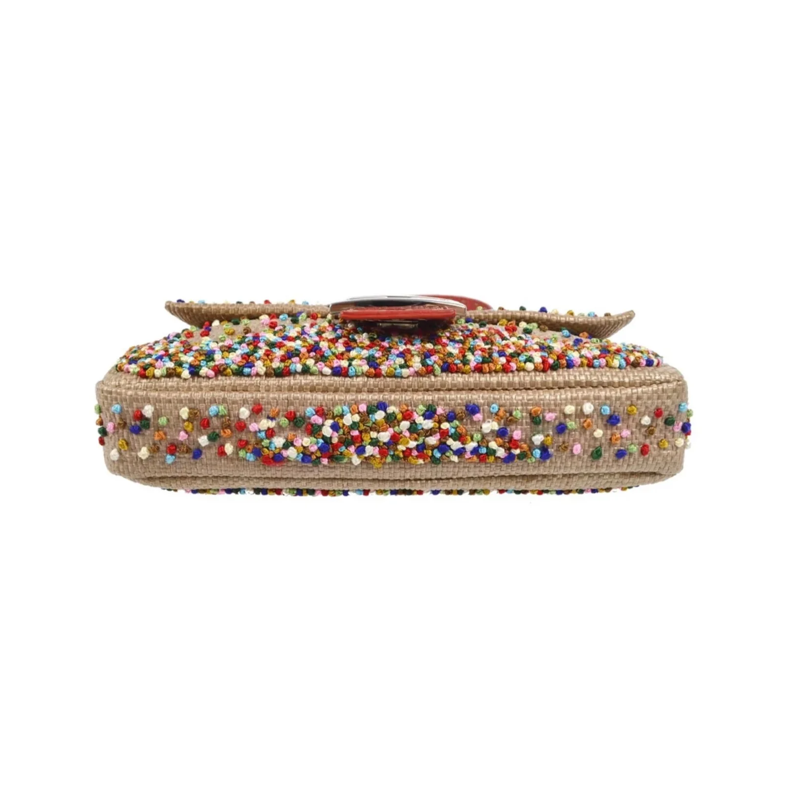 Fendi Tan Embroidered Floral Baguette - Image 3