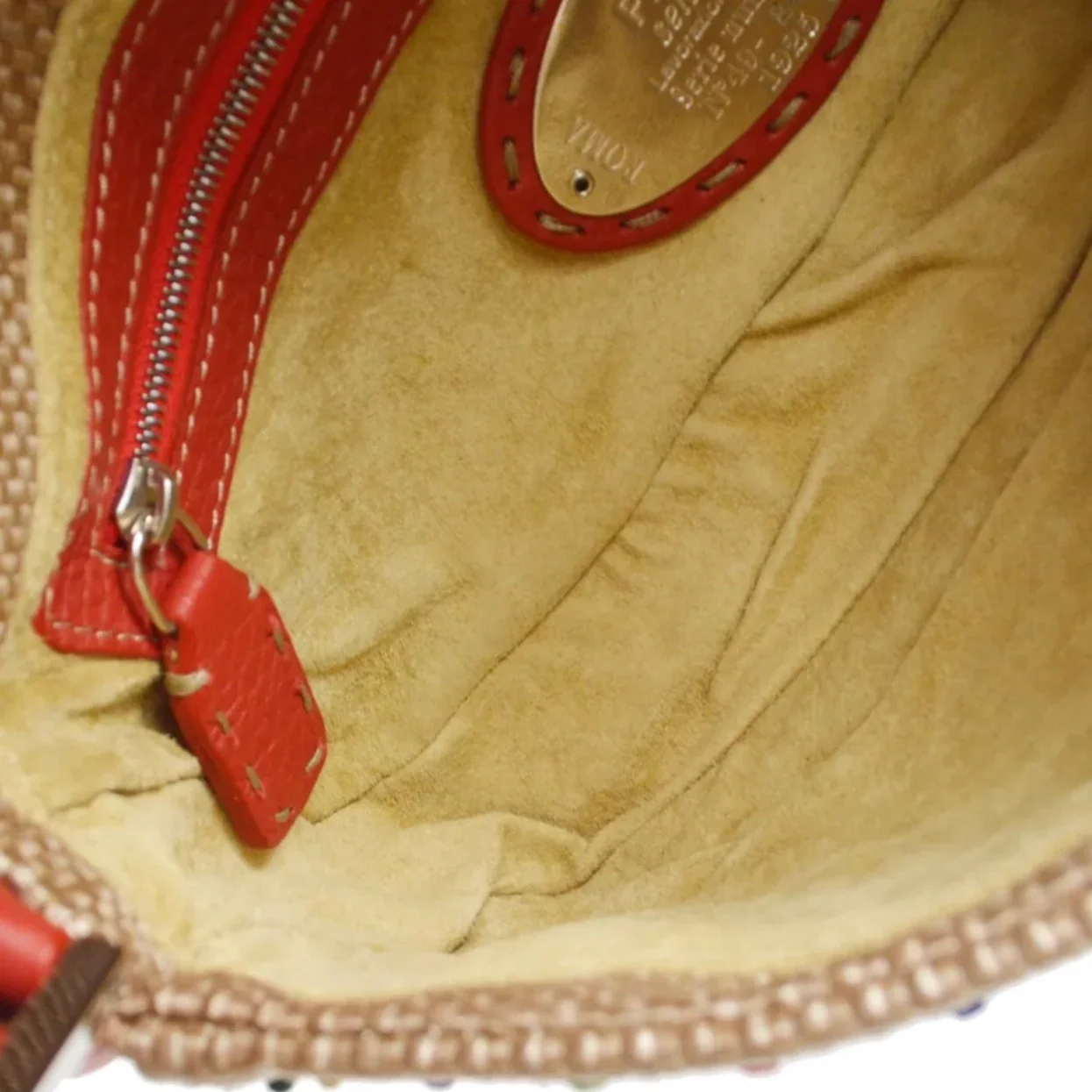 Fendi Tan Embroidered Floral Baguette - Image 4