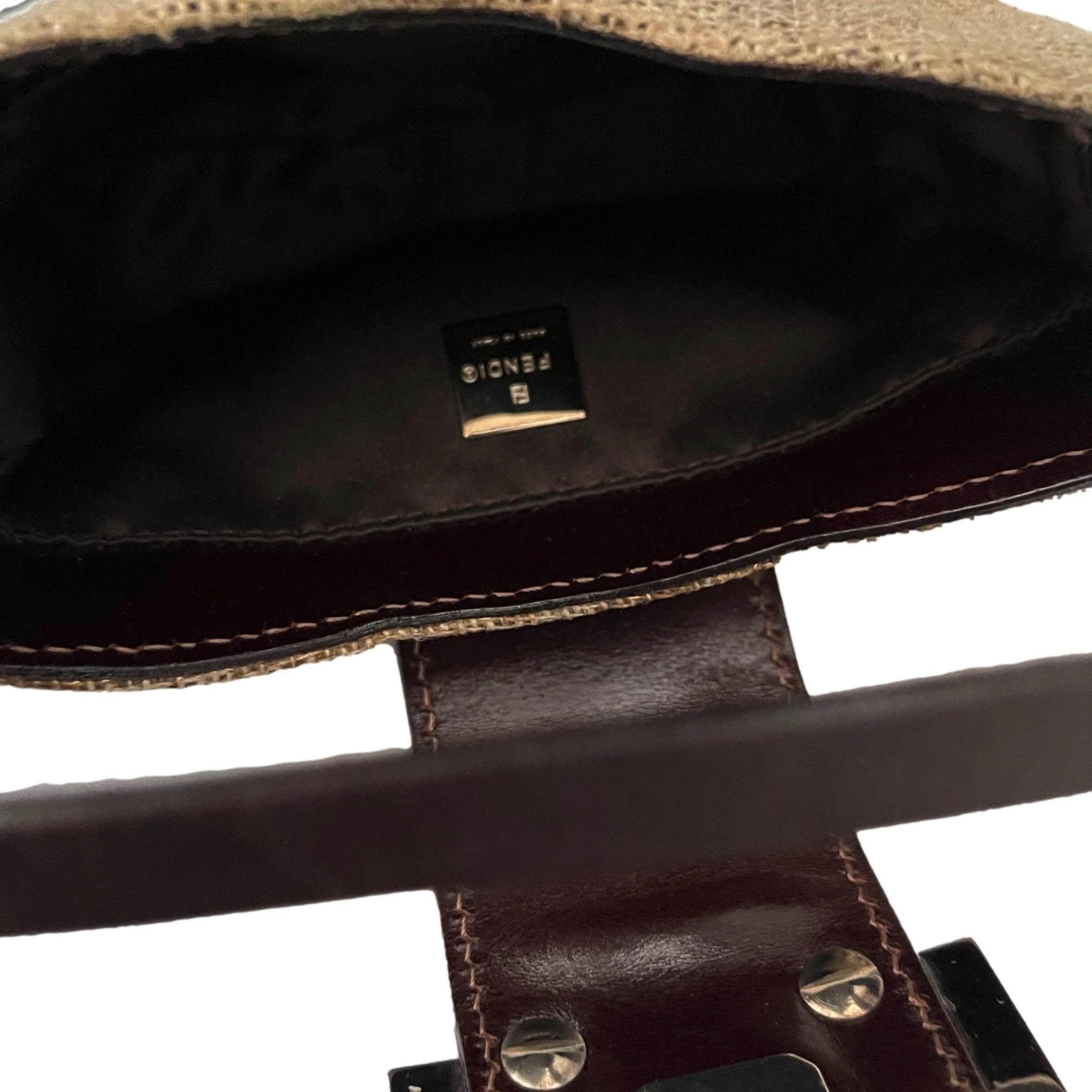 Fendi Tan Jute Croissant Bag - Image 4
