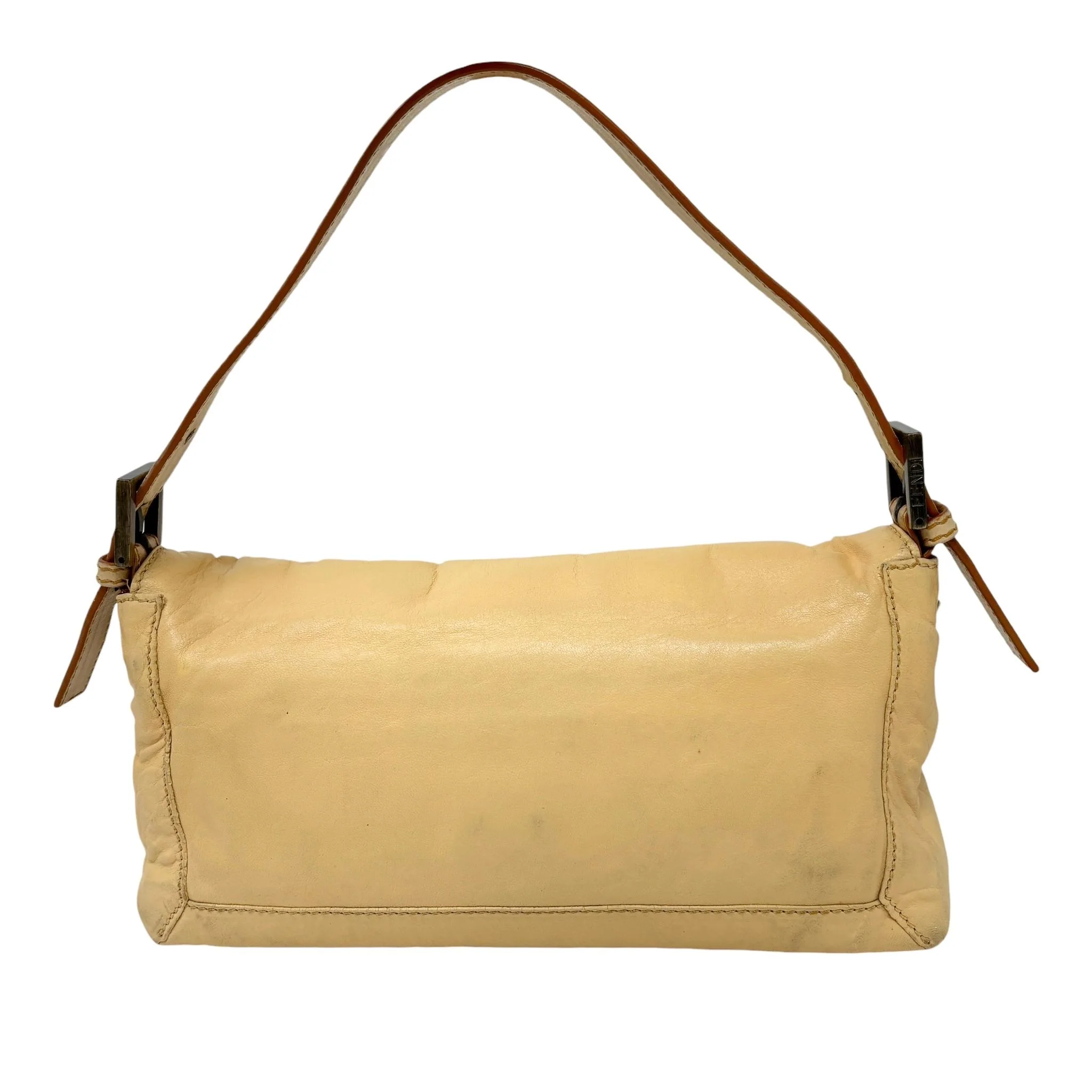 Fendi Tan Leather Stitched Baguette Bag - Image 2
