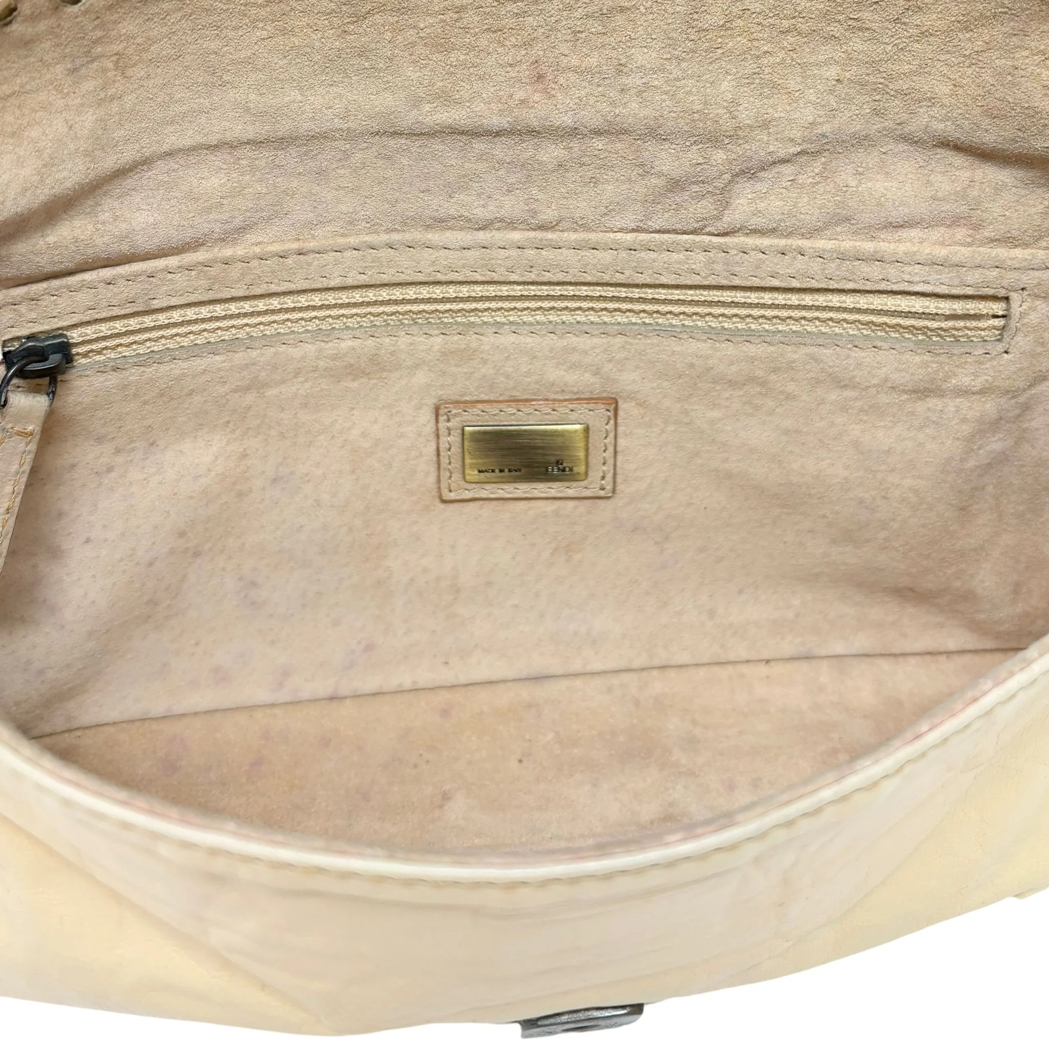 Fendi Tan Leather Stitched Baguette Bag - Image 3